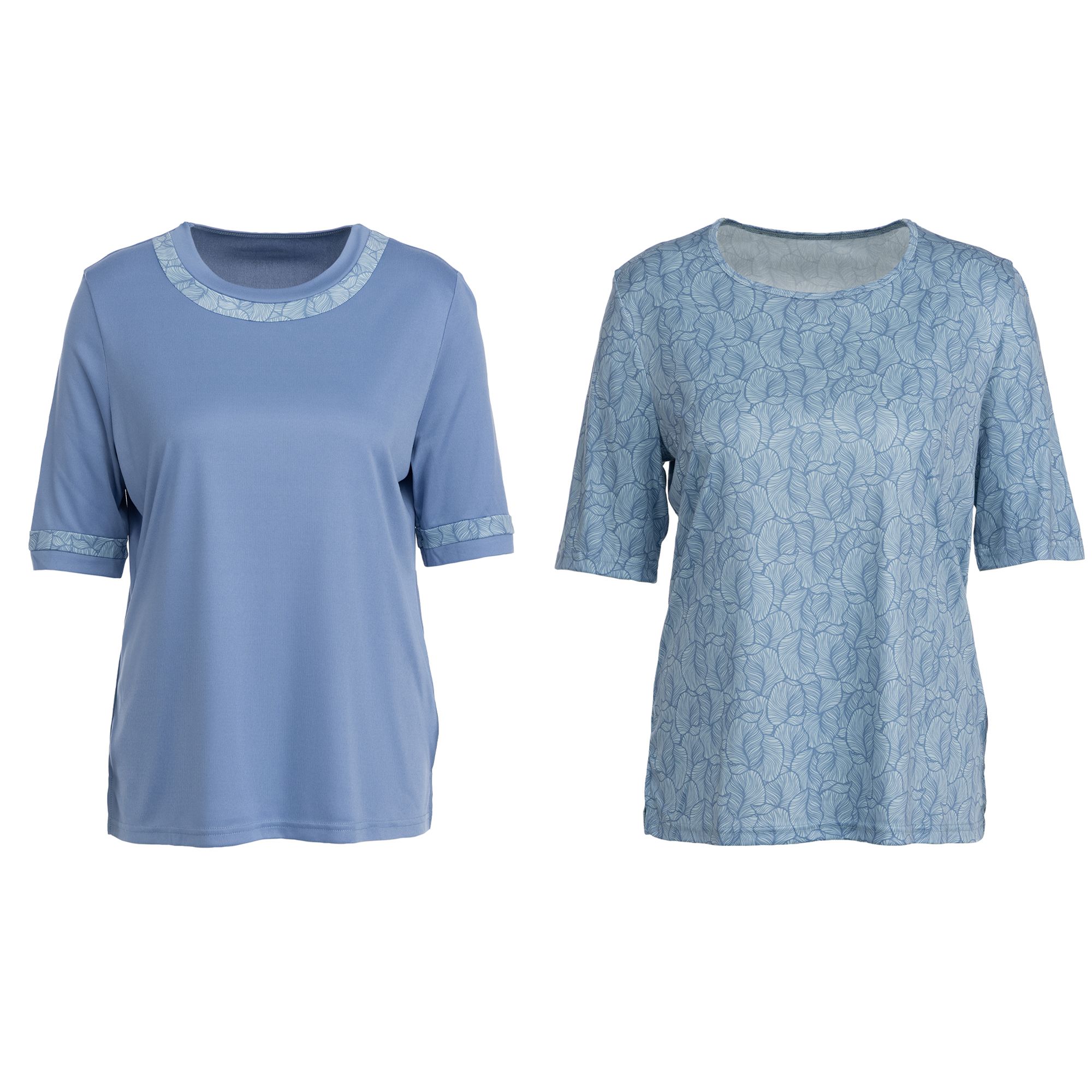 JERYMOOD HOMEWEAR 2 Shirts langer 1/2-Arm figurumspielend 1x uni, 1x bedruckt