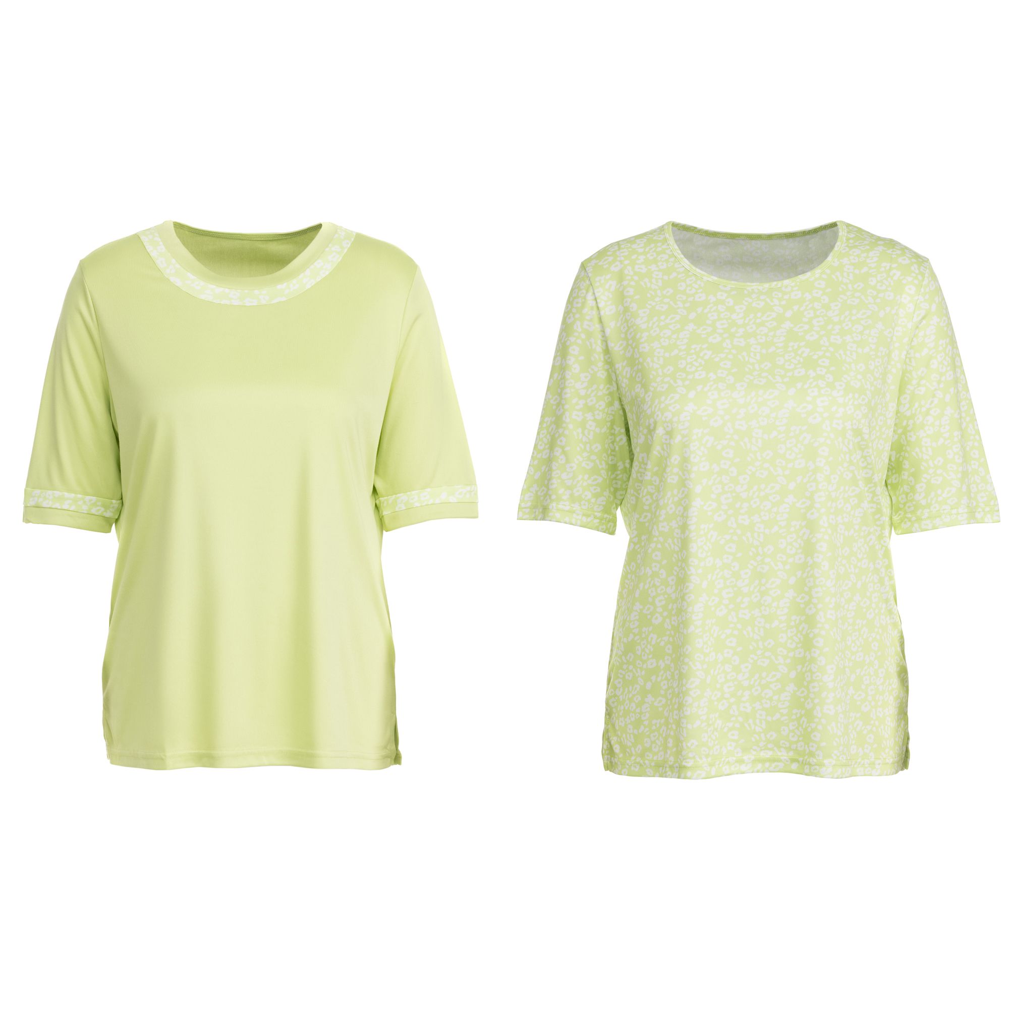 JERYMOOD HOMEWEAR 2 Shirts langer 1/2-Arm figurumspielend 1x uni, 1x bedruckt