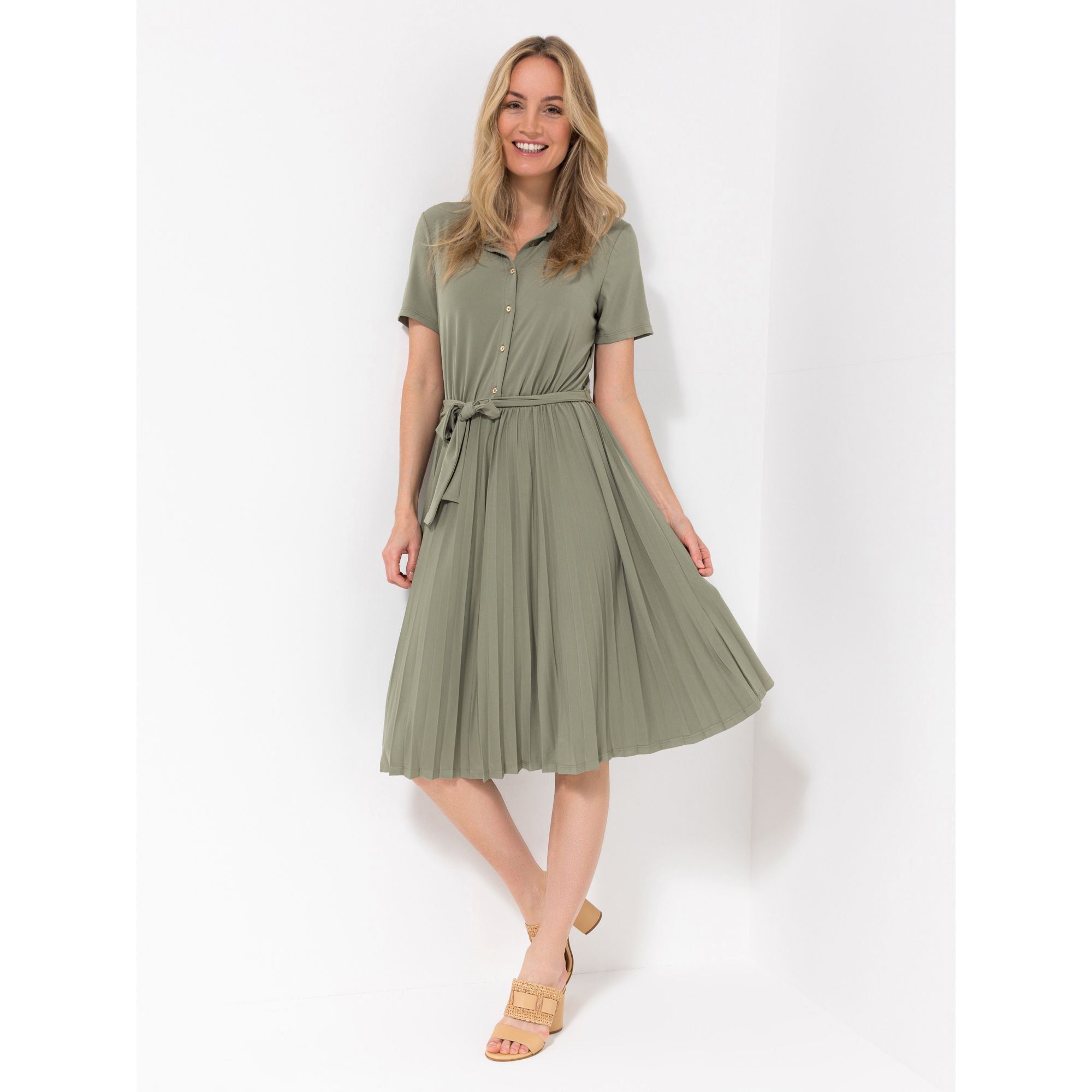 VIA MILANO Kleid, kurzer 1/2-Arm Bindegürtel figurumspielend