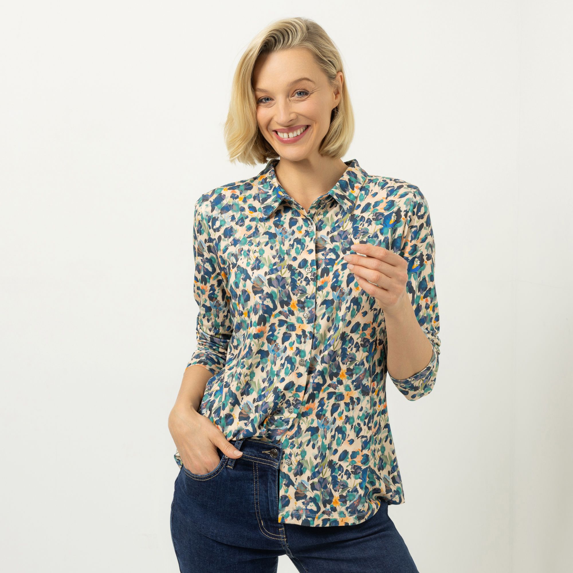 AMINATI® Jerseybluse Hemdblusenkragen Knopfleiste mit ECOVERO Viskose