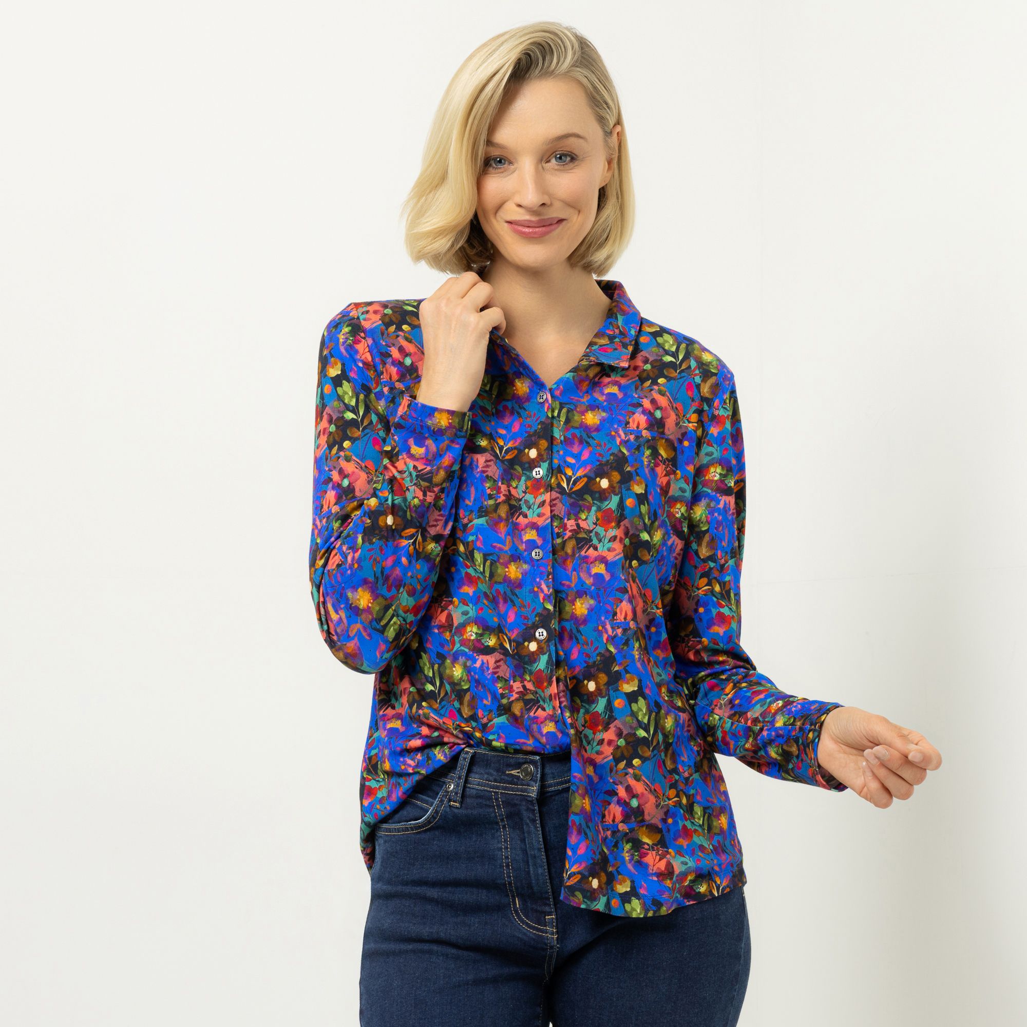 AMINATI® Jerseybluse Hemdblusenkragen Knopfleiste mit ECOVERO Viskose