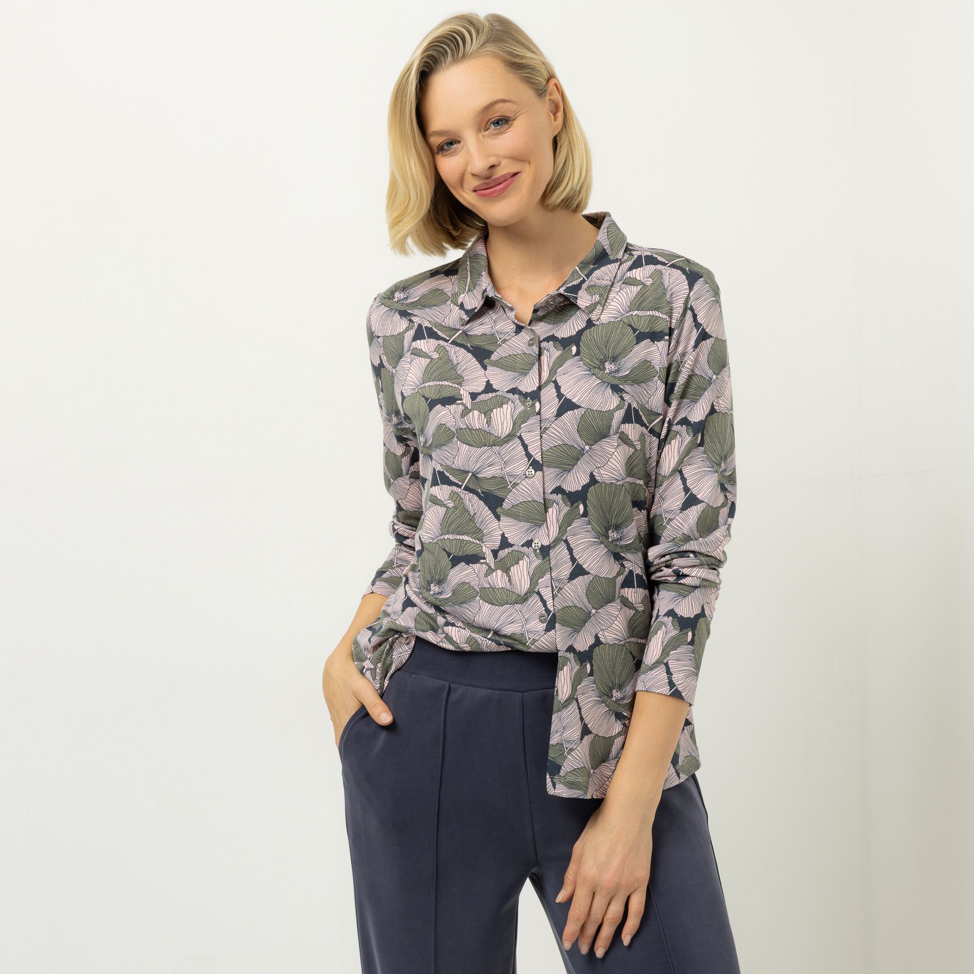 AMINATI® Jerseybluse Hemdblusenkragen Knopfleiste mit ECOVERO Viskose