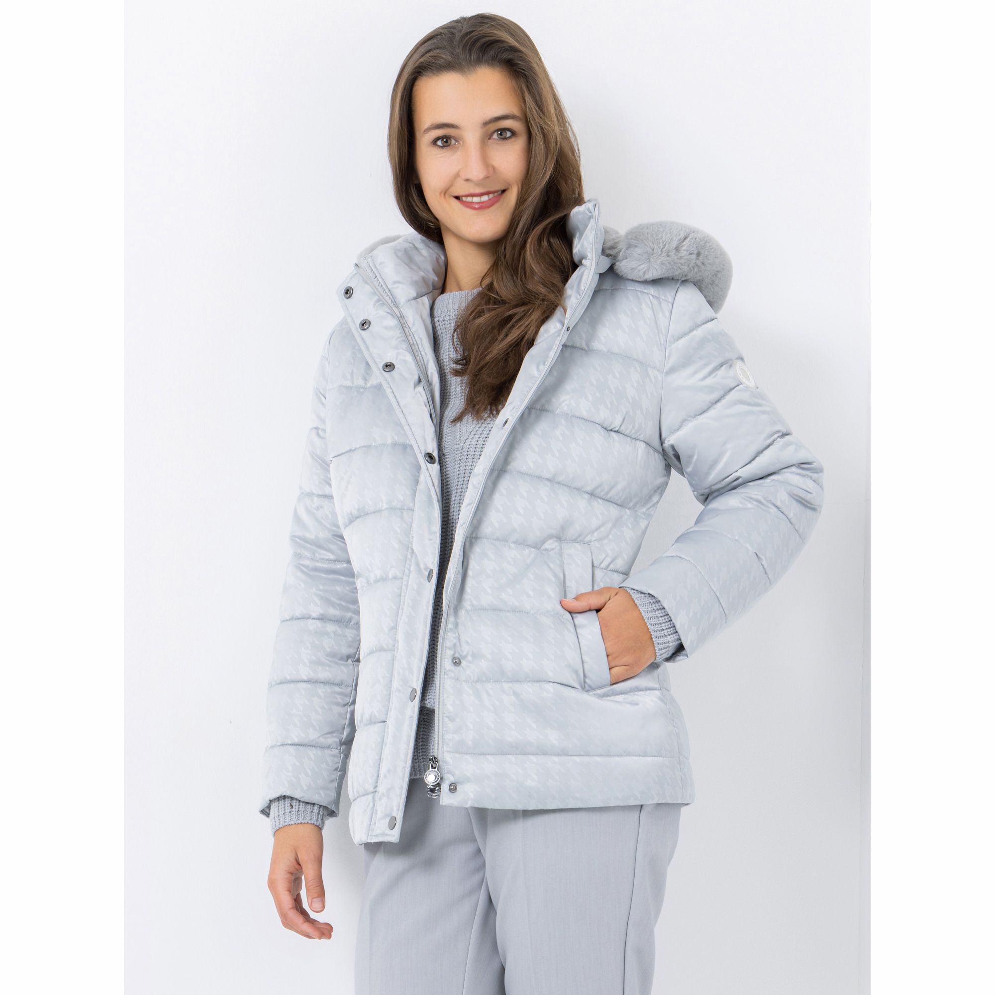 CENTIGRADE Steppjacke abnehmbare Kapuze mit Webpelz Druck mit Glanzfinish