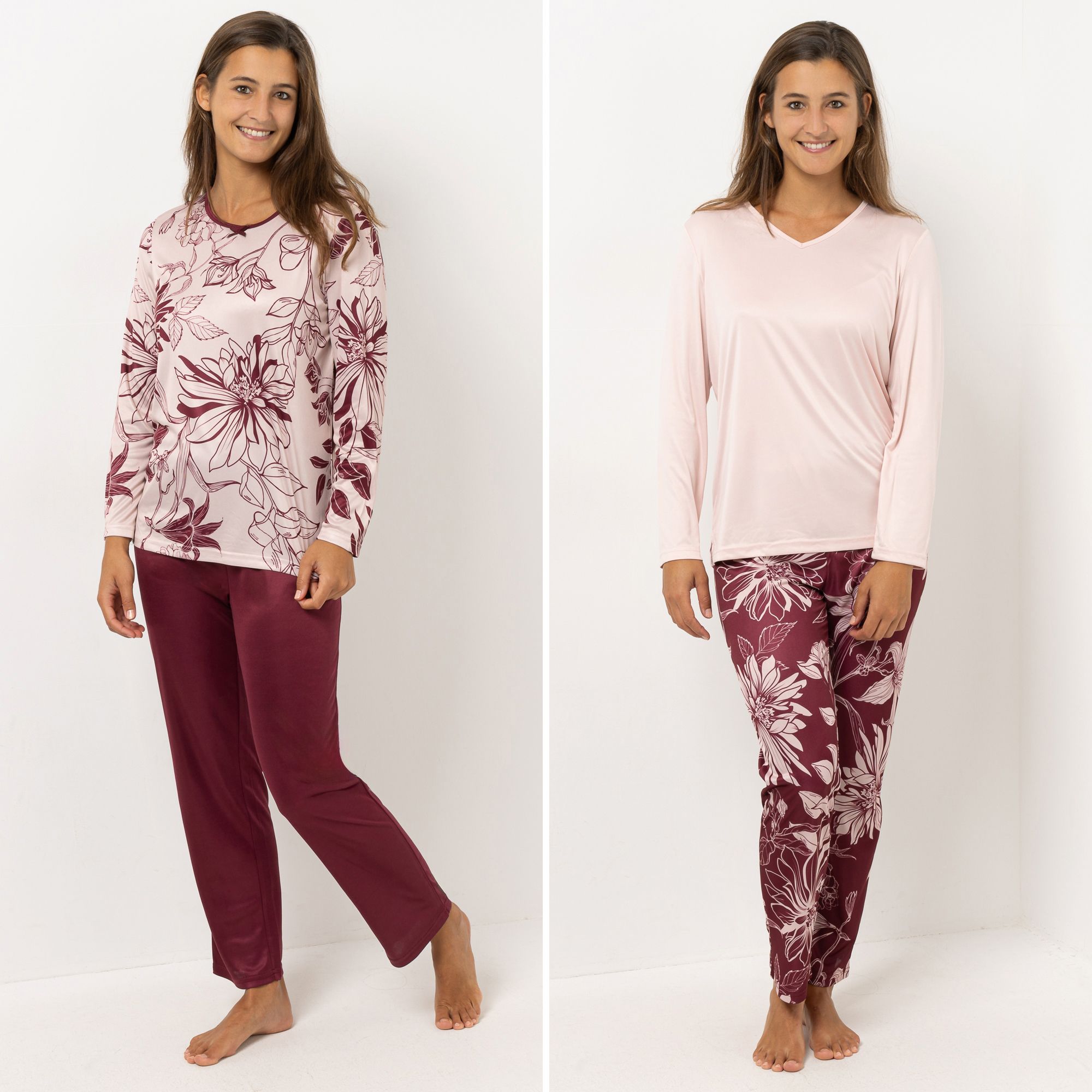 LITTLE ROSE 2 Pyjama-Sets 1/1-Länge Mikrofaser floraler Druck