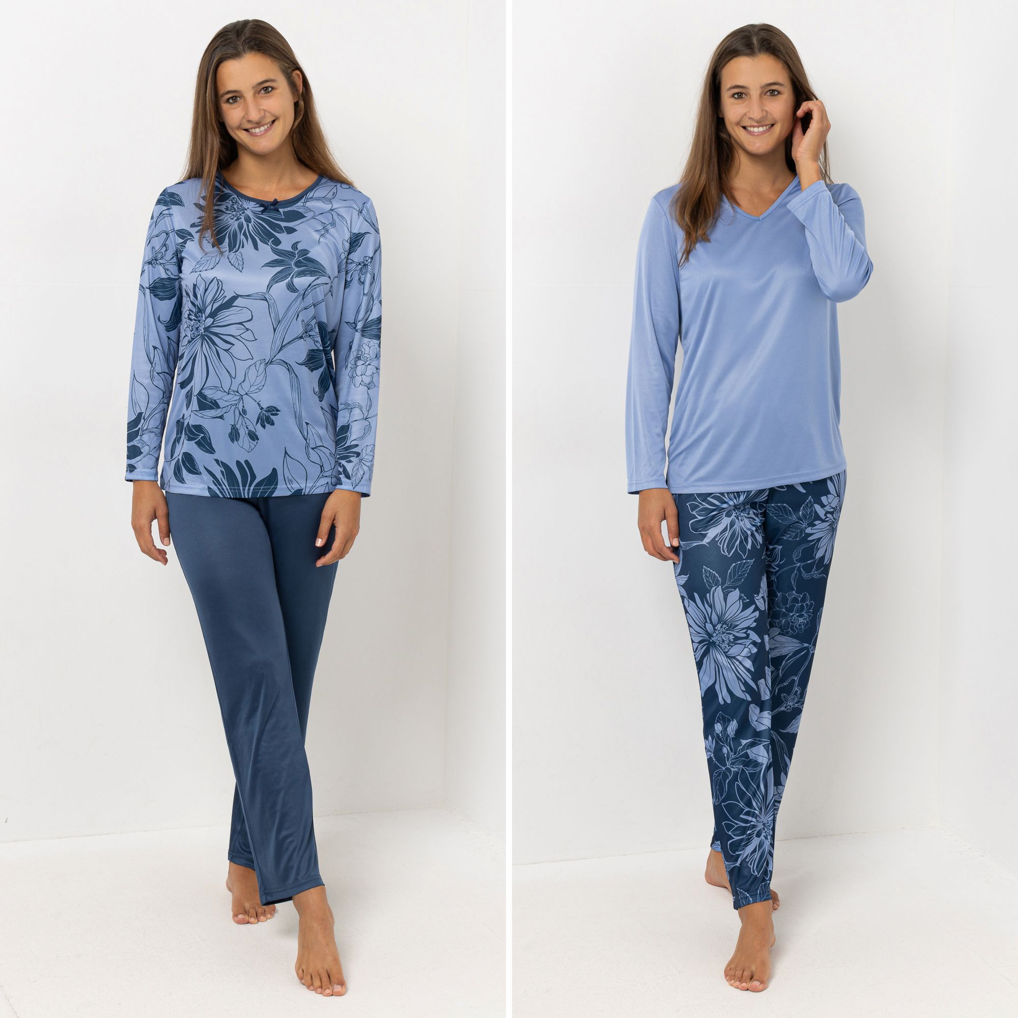 LITTLE ROSE 2 Pyjama-Sets 1/1-Länge Mikrofaser floraler Druck