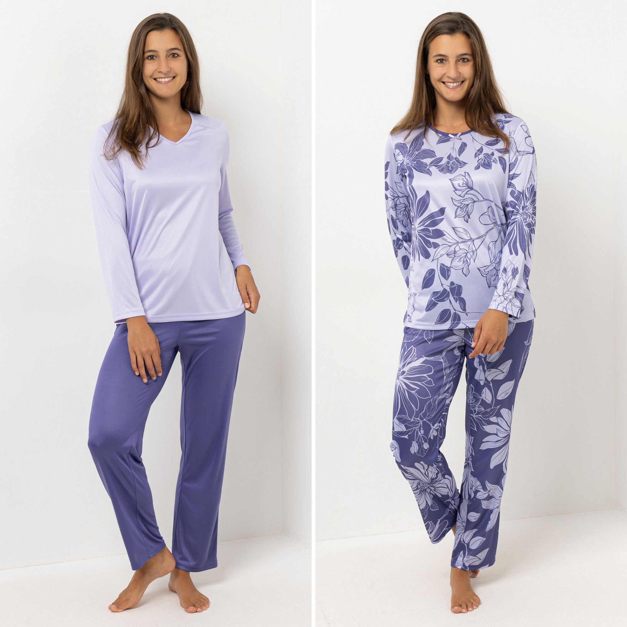 LITTLE ROSE 2 Pyjama-Sets 1/1-Länge Mikrofaser floraler Druck