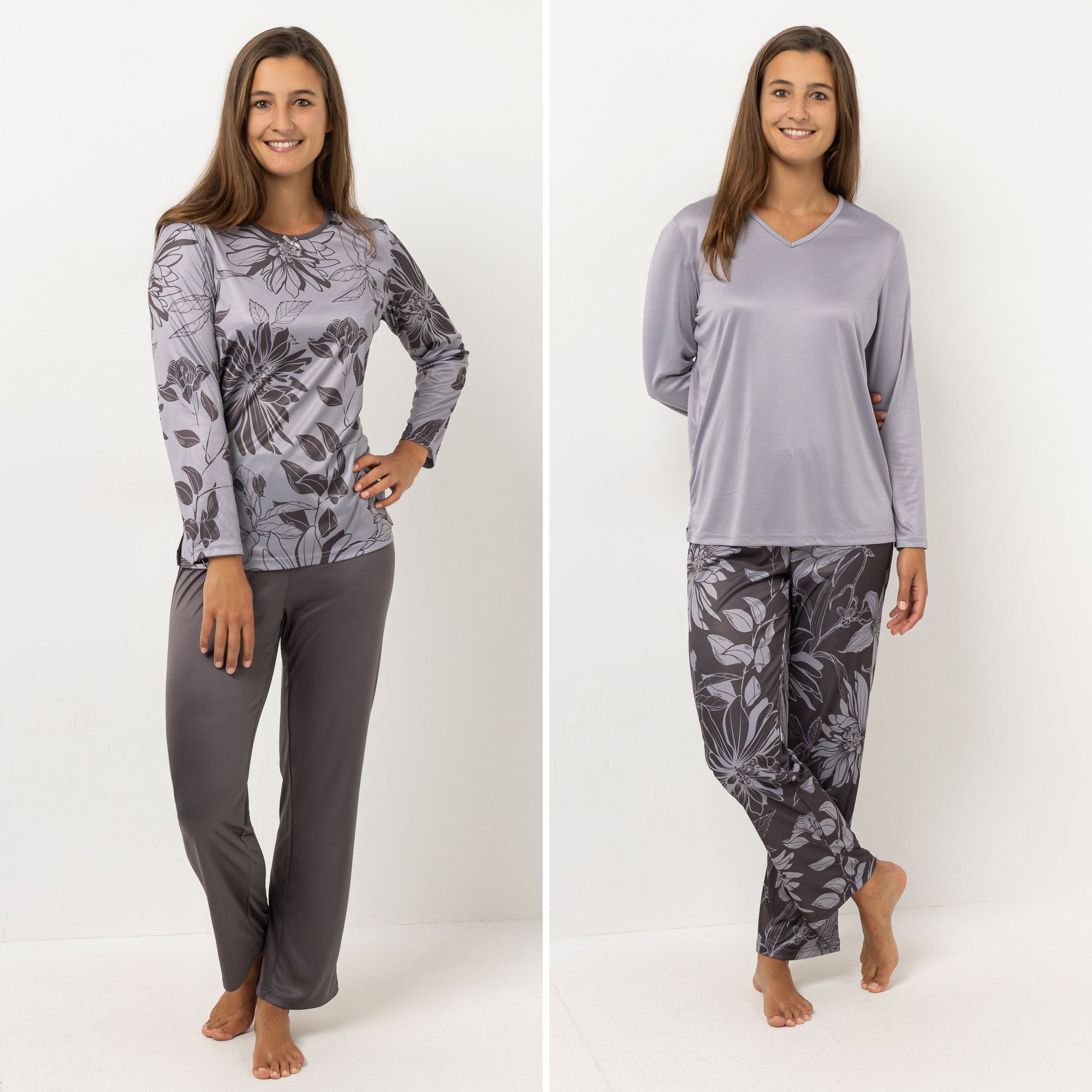 LITTLE ROSE 2 Pyjama-Sets 1/1-Länge Mikrofaser floraler Druck