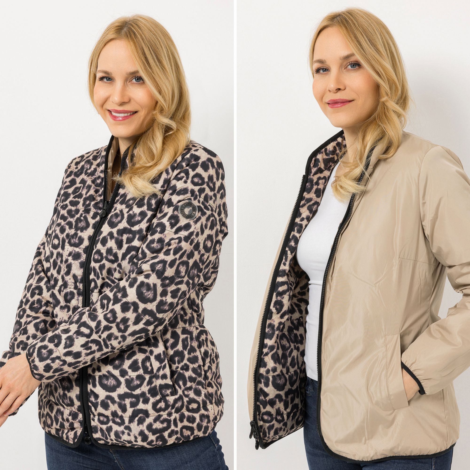 CENTIGRADE Steppjacke wendbar Stehkragen 2-Wege-Zipper