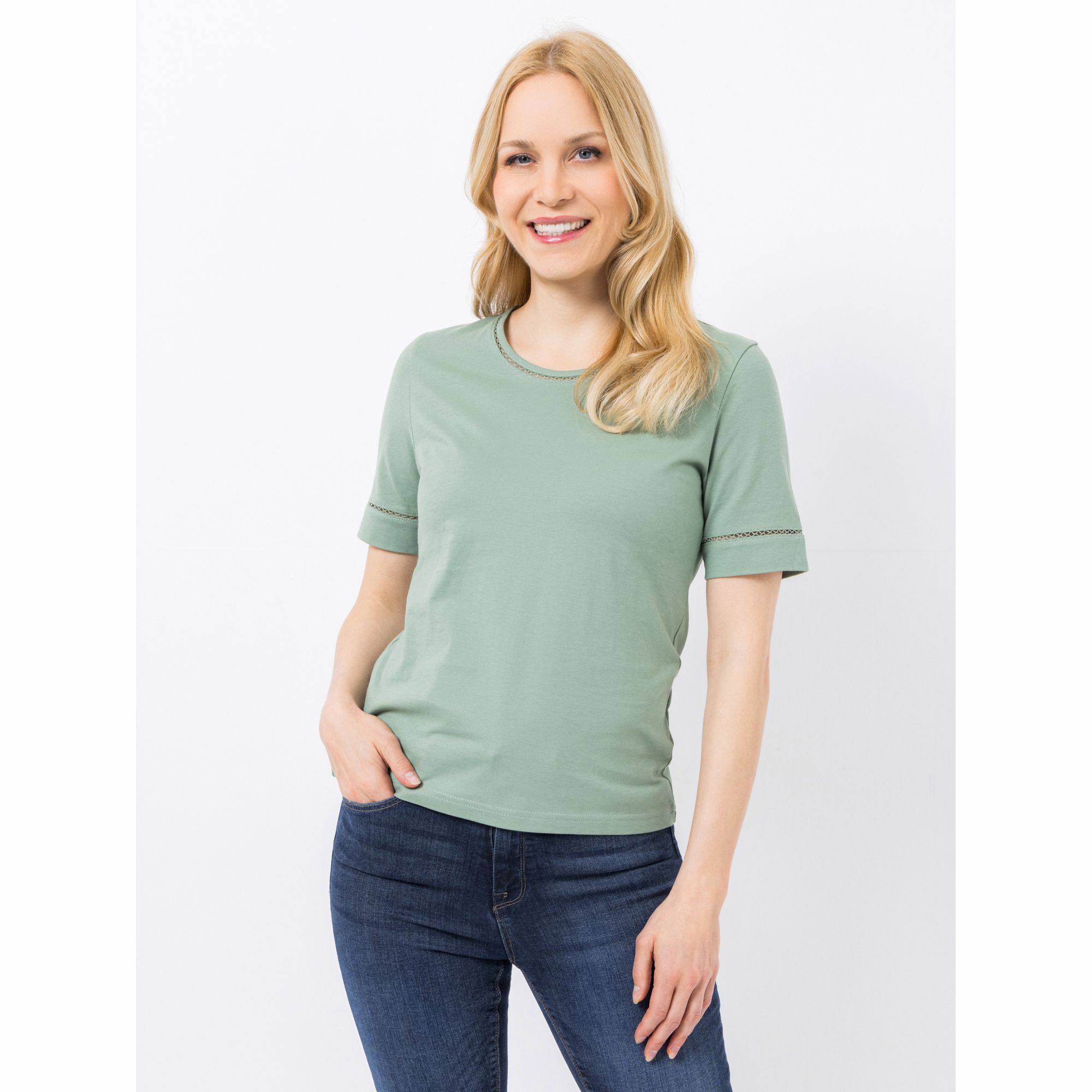 Green Cotton by Peter Hahn Shirt, 1/2-Arm Style Frida Rundhalsausschnitt