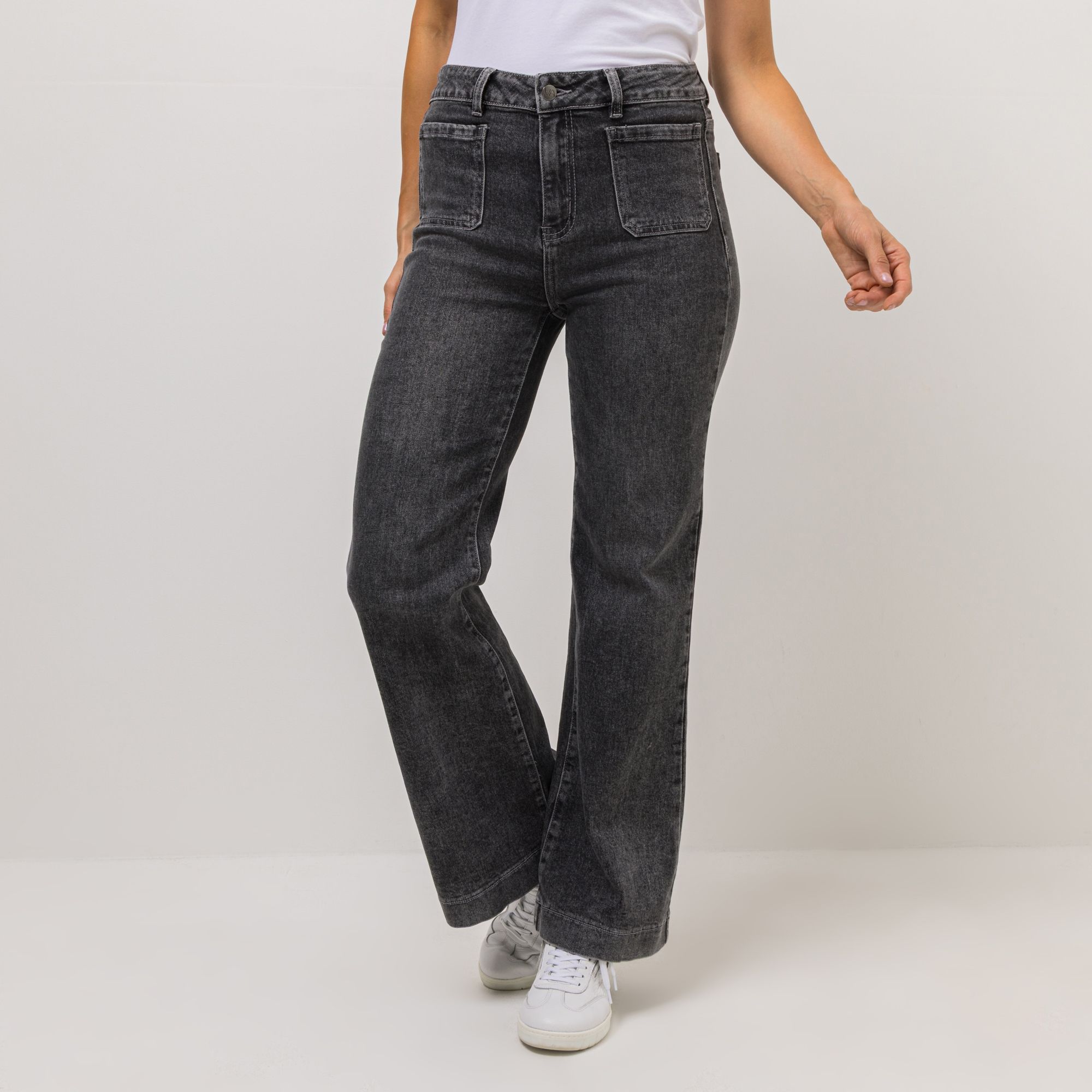 VIA MILANO Jeans lange Form aufgesetzte Taschen leicht ausgestellt