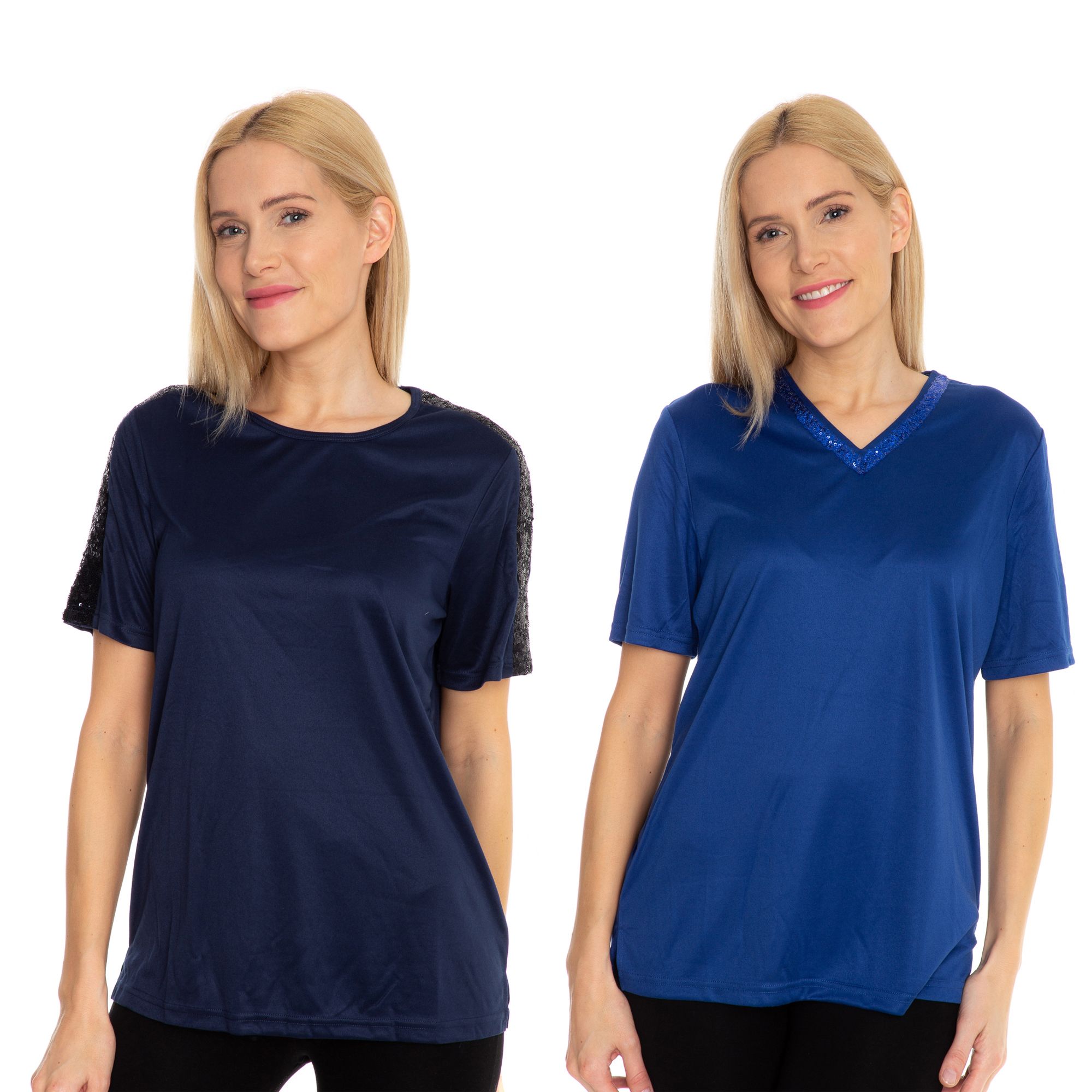 JERYMOOD HOMEWEAR 2 Shirts Mikrofaser 1/2-Arm Paillettendetails