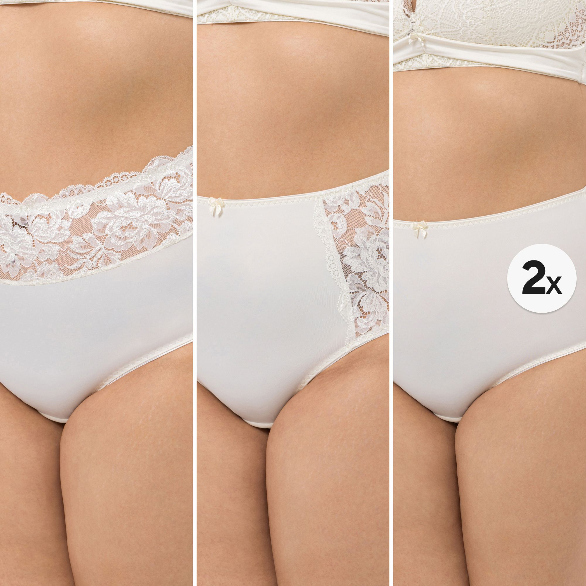 LITTLE ROSE 4 Midislips Mikrofasermischung 2x Basic 2x Spitzendetail