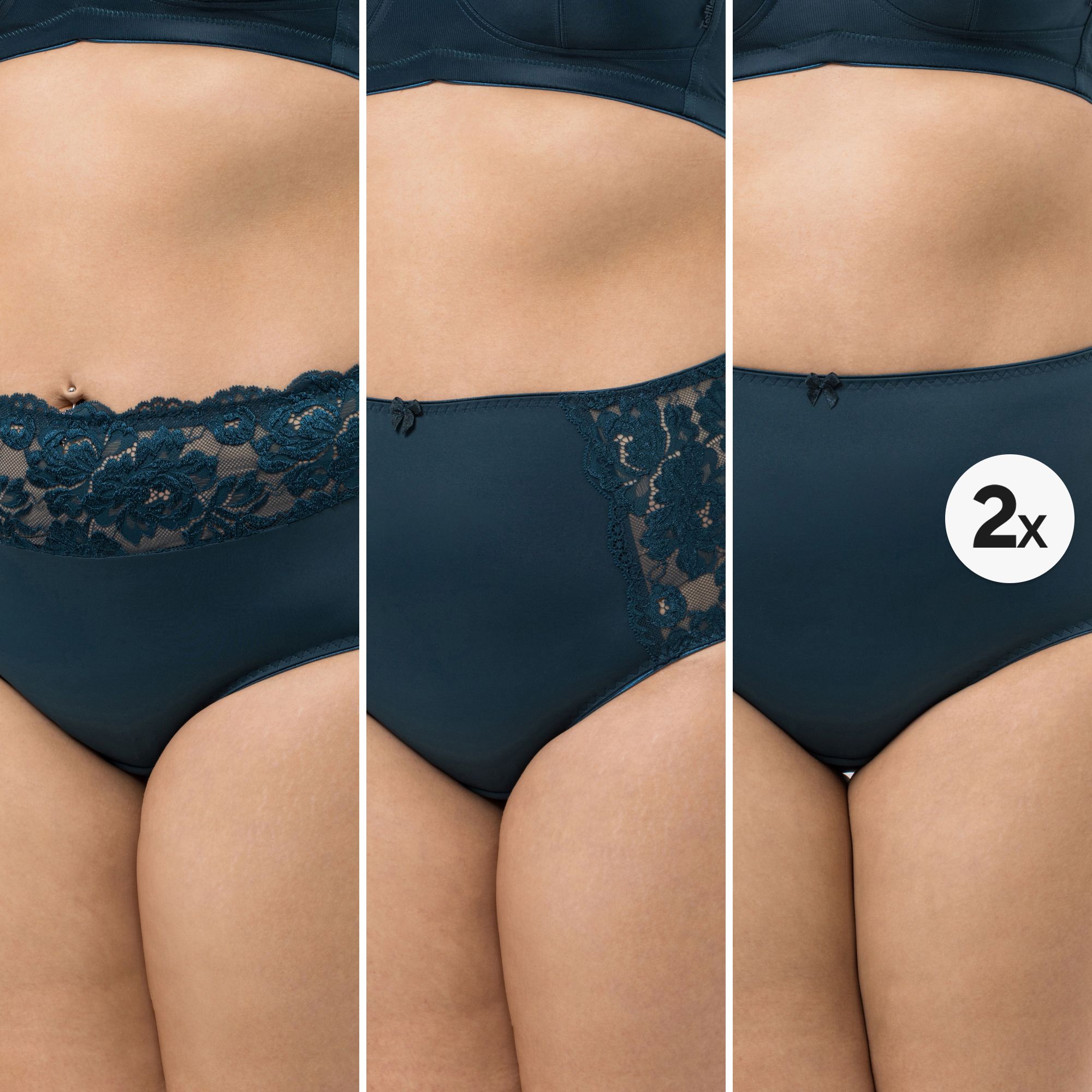 LITTLE ROSE 4 Midislips Mikrofasermischung 2x Basic 2x Spitzendetail