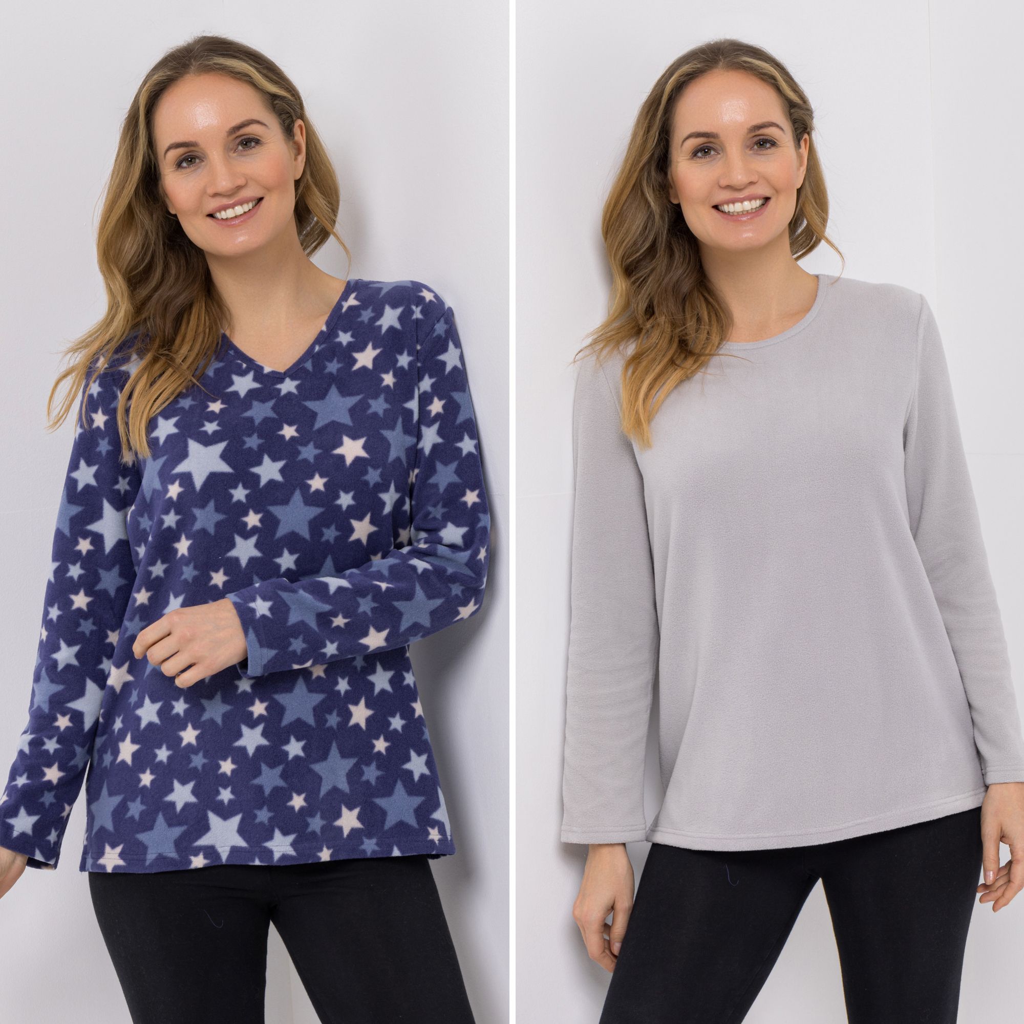 POLARSTERN 2 Shirts Mikrofaser Fleece 1x uni, 1x bedruckt Seitenschlitze