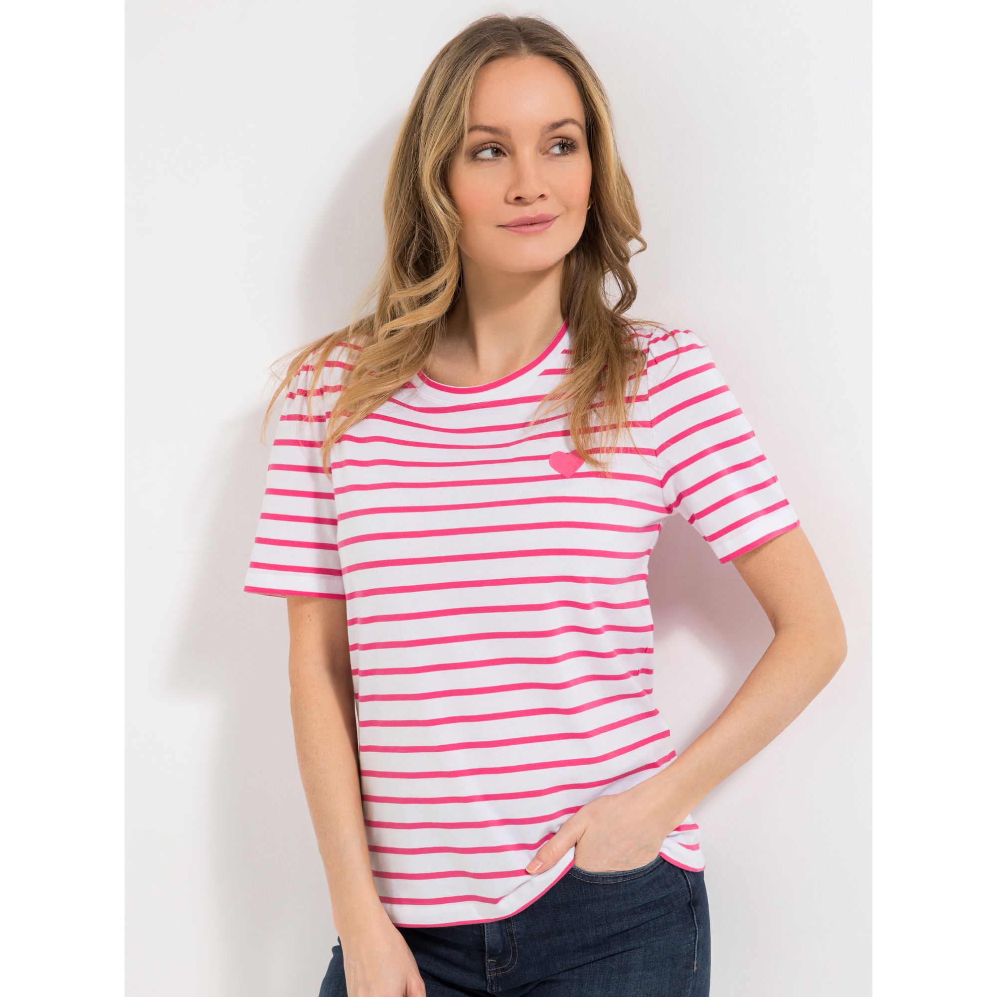 VIA MILANO Shirt, 1/2-Arm Rundhalsausschnitt gestreift figurumspielend