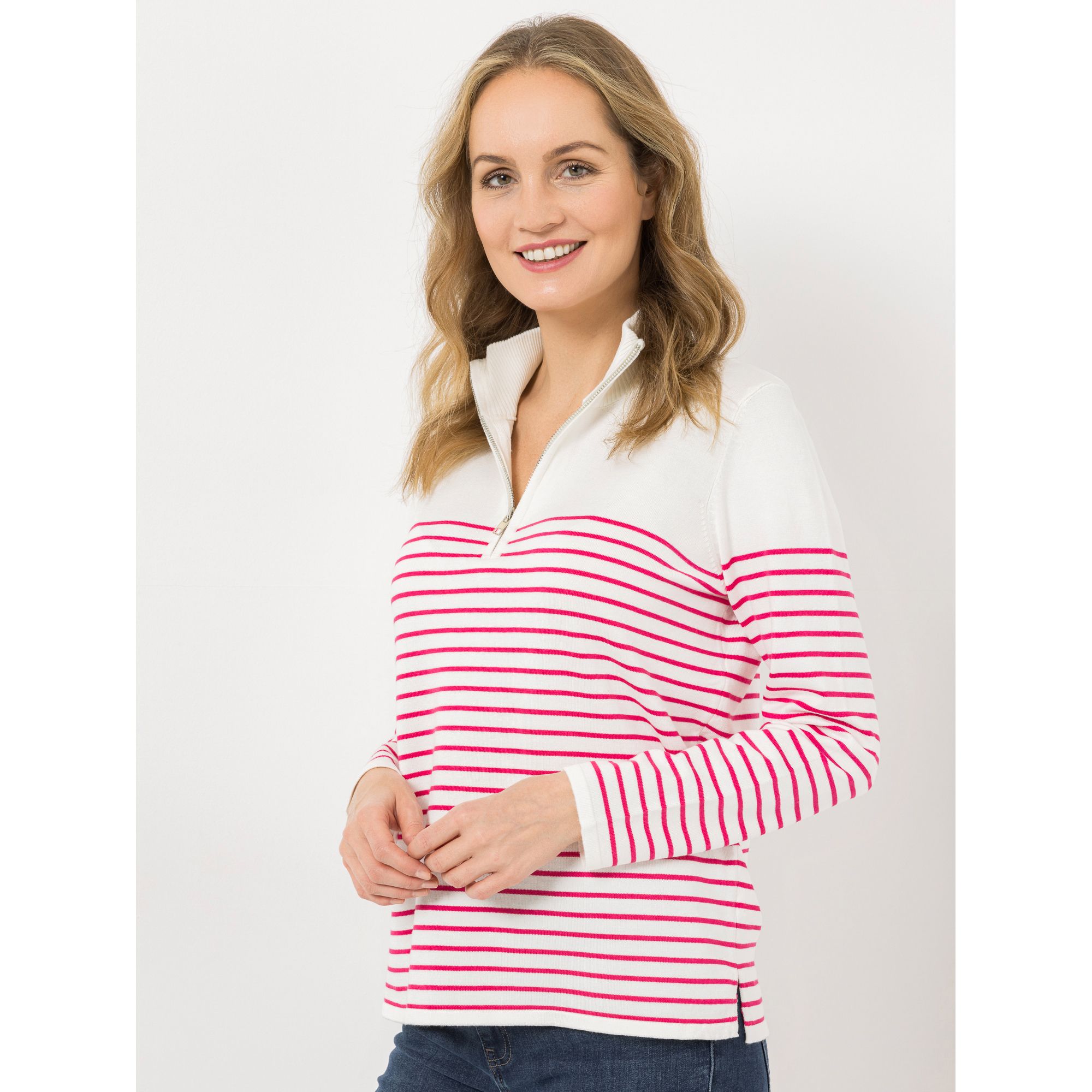 DENIM & CO Pullover 1/1-Arm Troyerform Seitenschlitze