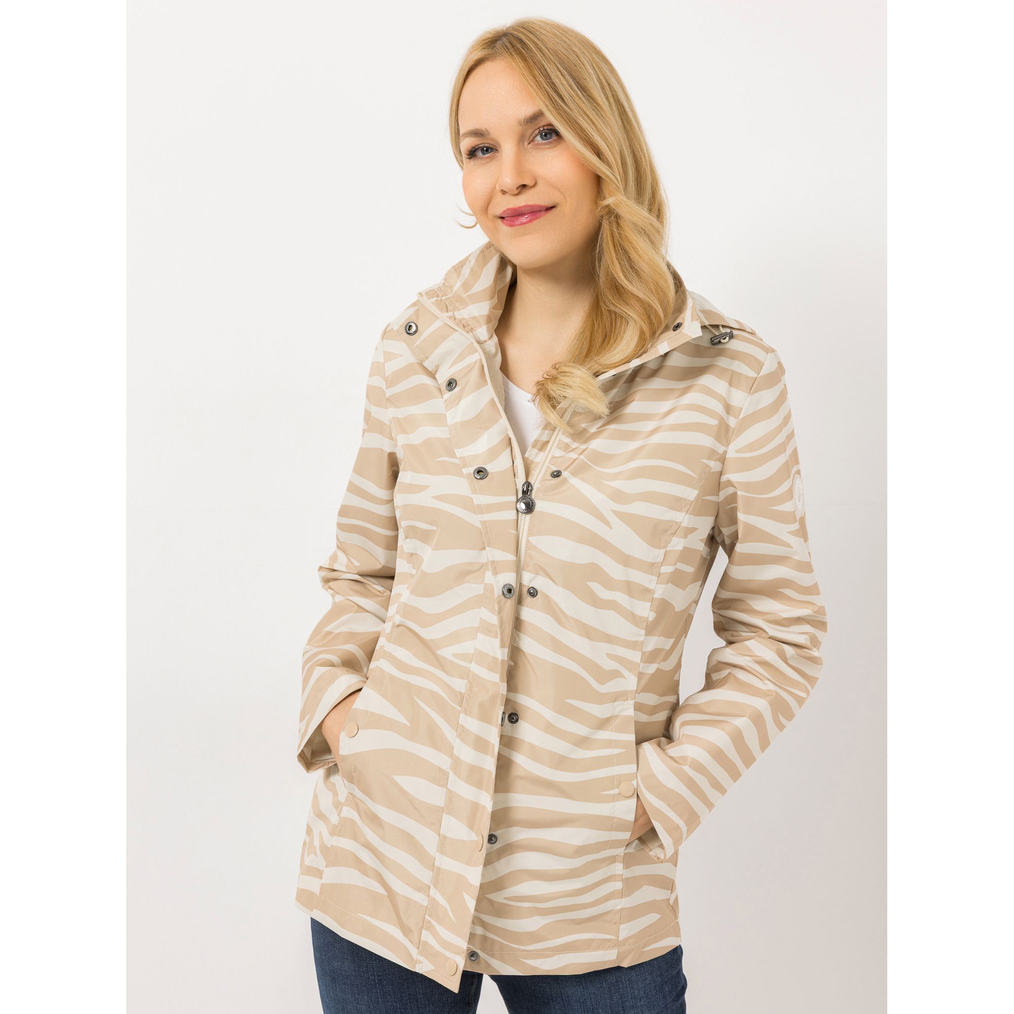 CENTIGRADE Jacke abnehmbare Kapuze elastischer Kordelzug 2-Wege-Reißverschluss