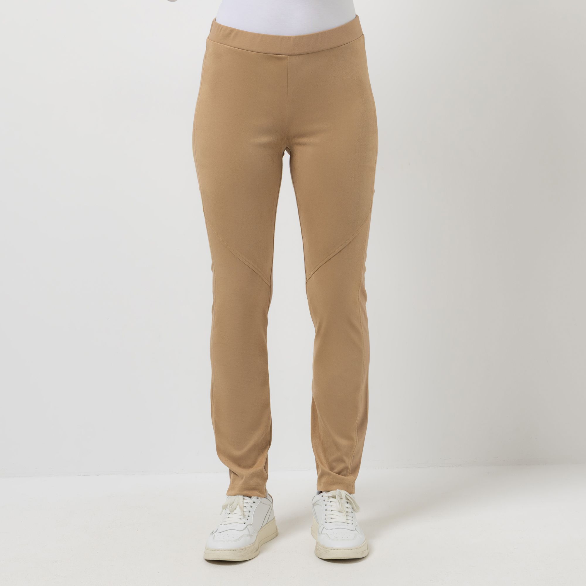 VIA MILANO Hose, knöchellang Velours-Optik vorne Hinten Punto di Roma schmales Bein