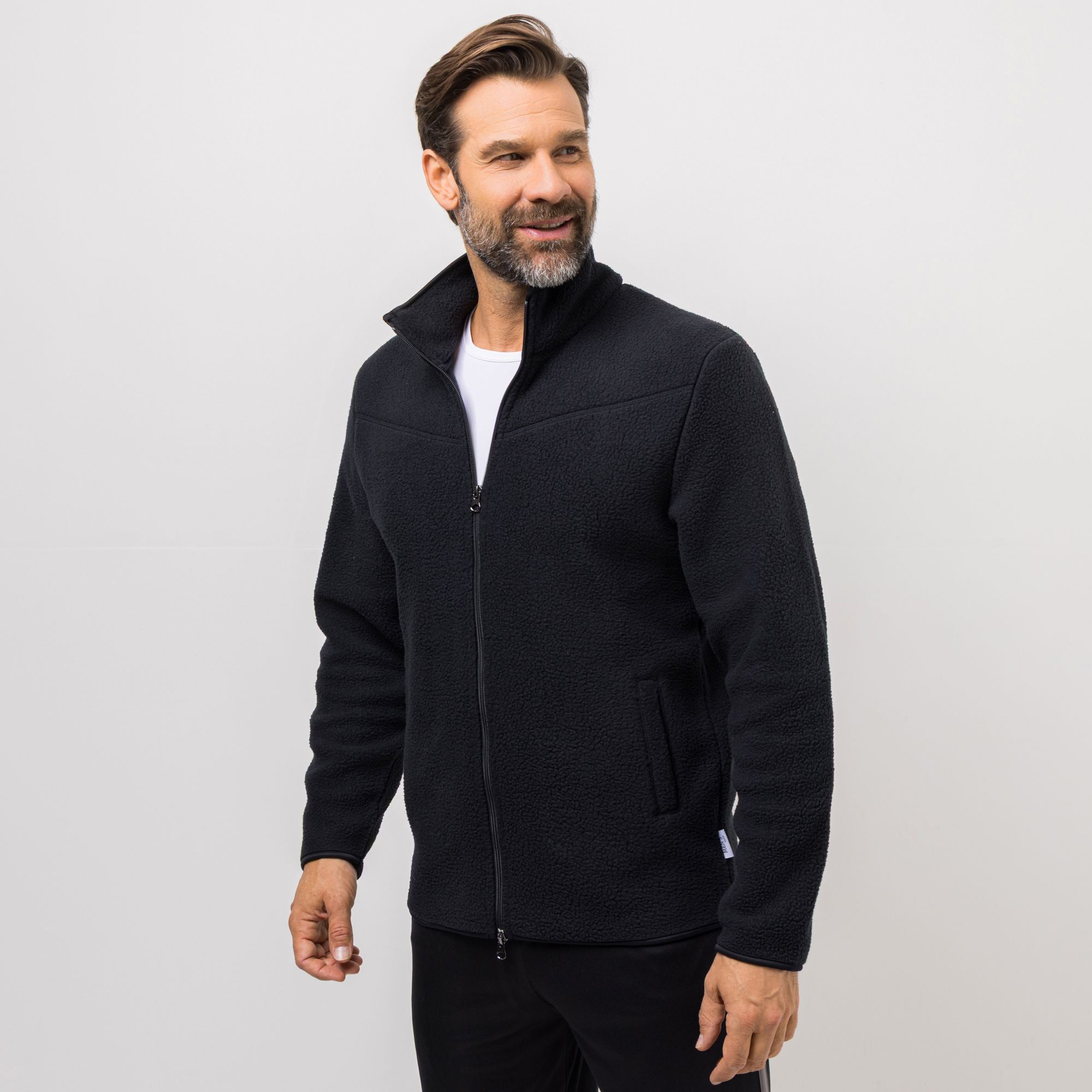 MEN'S TOUCH Jacke Fleece Stehkragen Eingrifftaschen