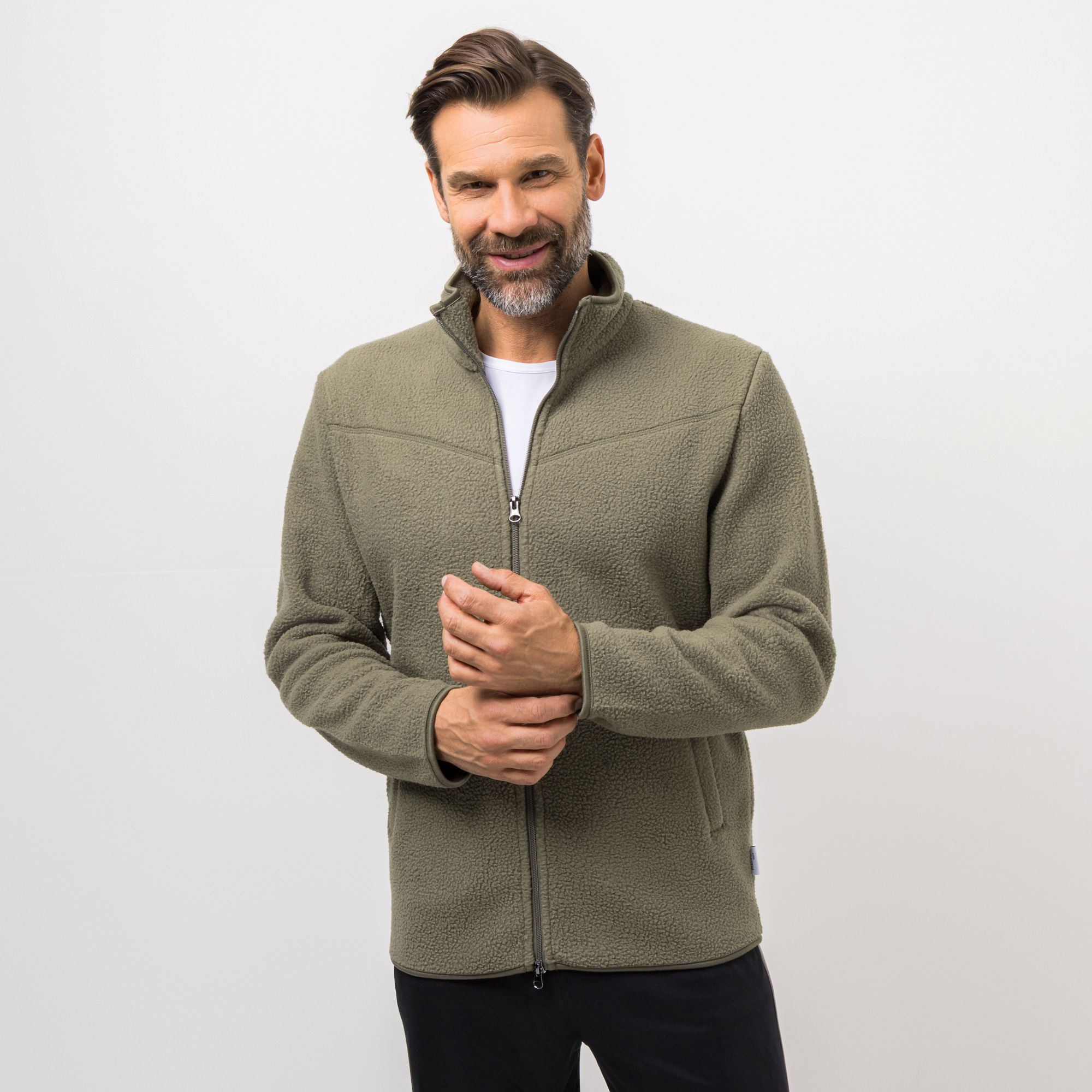 MEN'S TOUCH Jacke Fleece Stehkragen Eingrifftaschen