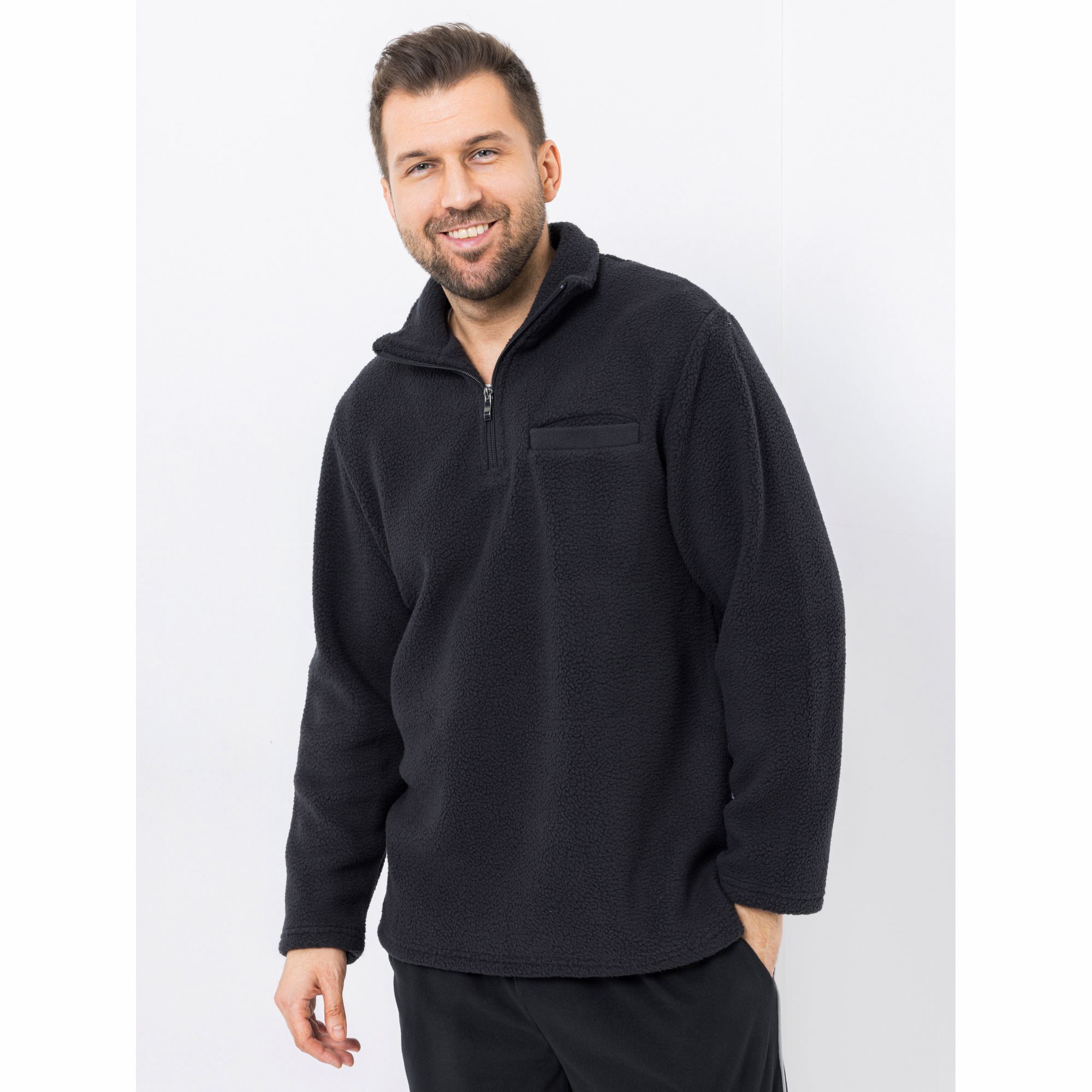 MEN'S TOUCH Troyer, 1/1-Arm Mikrofaser Stehkragen Reißverschluss