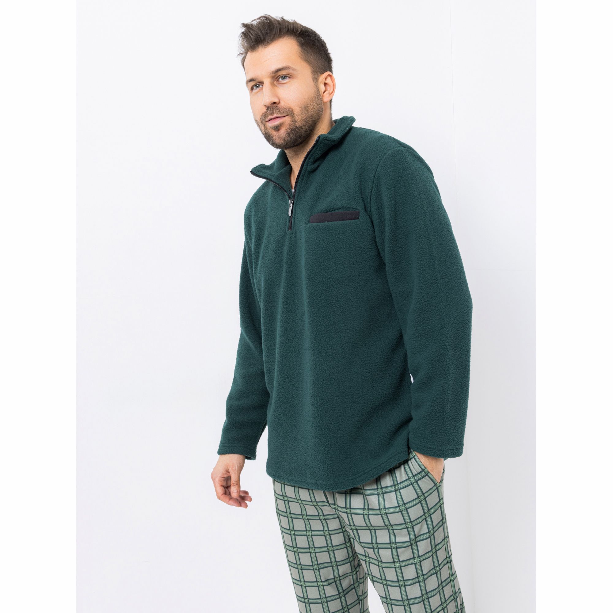 MEN'S TOUCH Troyer, 1/1-Arm Mikrofaser Stehkragen Reißverschluss