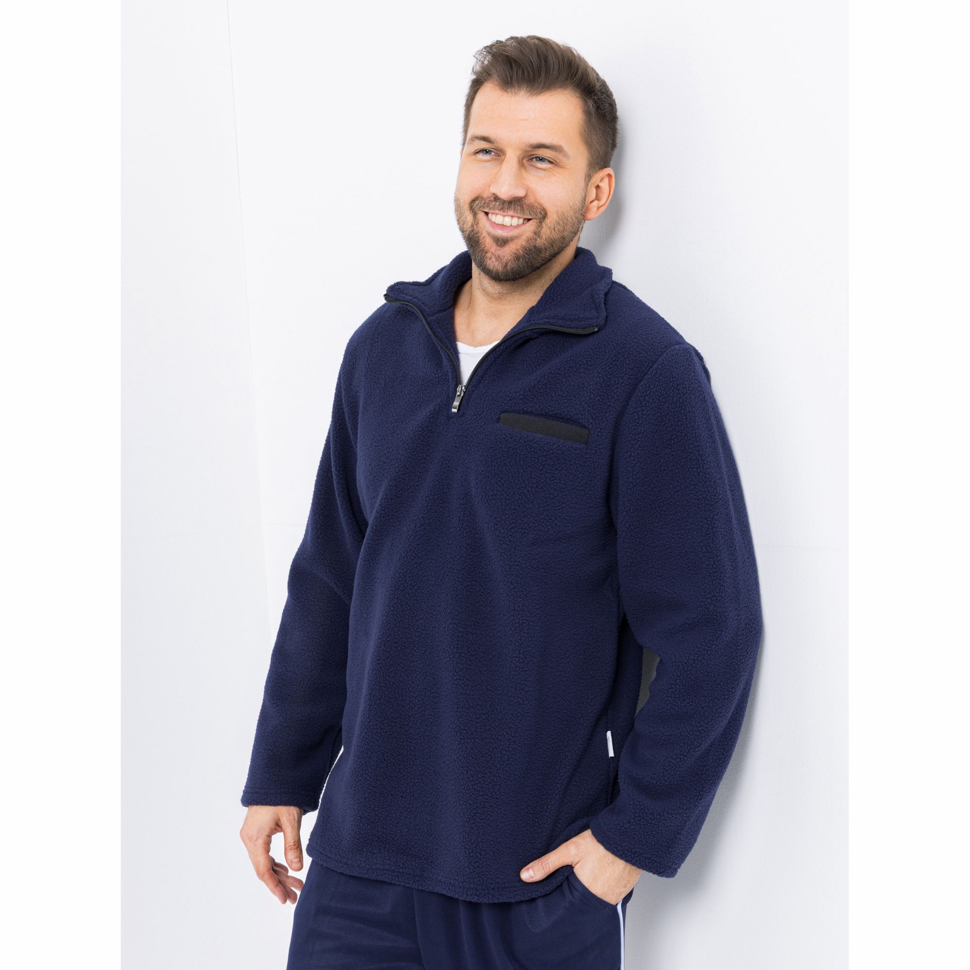 MEN'S TOUCH Troyer, 1/1-Arm Mikrofaser Stehkragen Reißverschluss