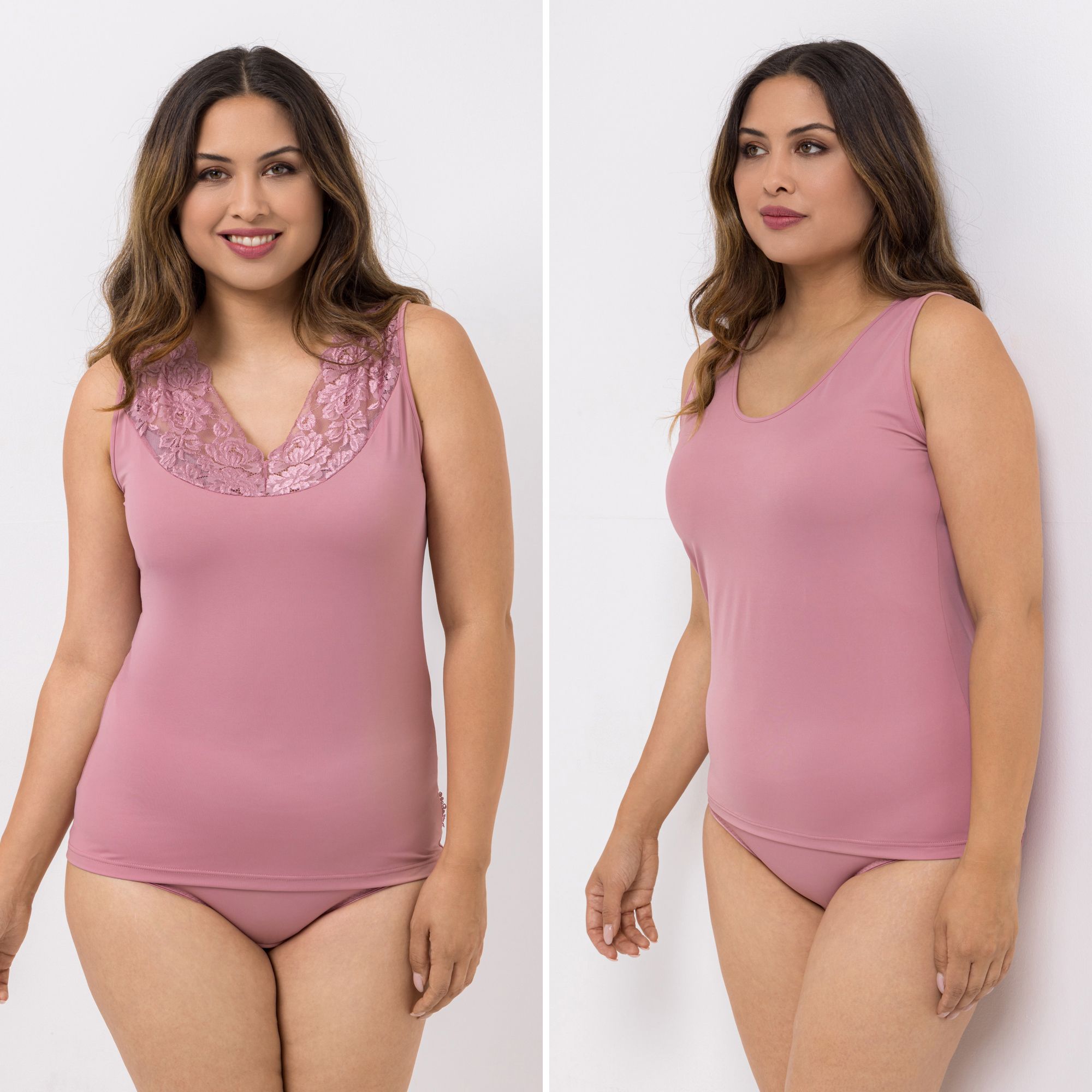 LITTLE ROSE 2 Tops Mikrofasermischung 1x Basic 1x Spitzendetail