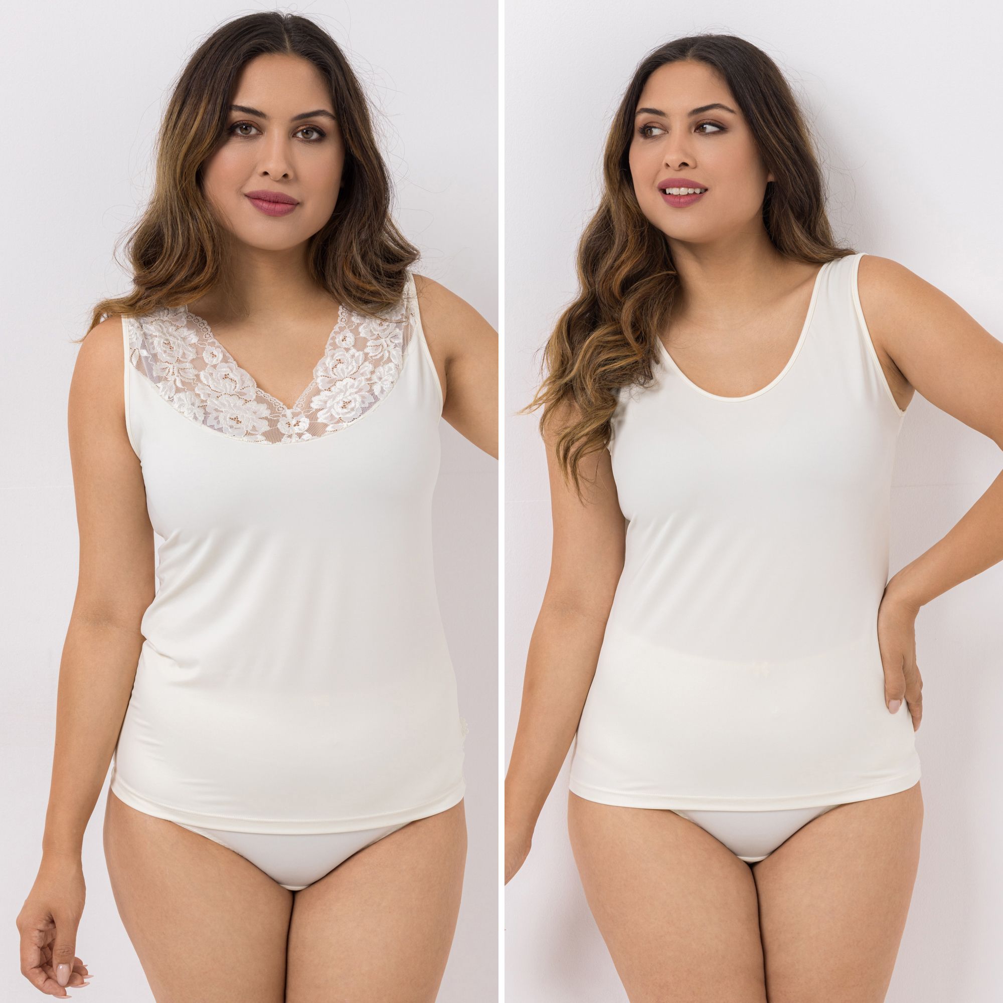 LITTLE ROSE 2 Tops Mikrofasermischung 1x Basic 1x Spitzendetail