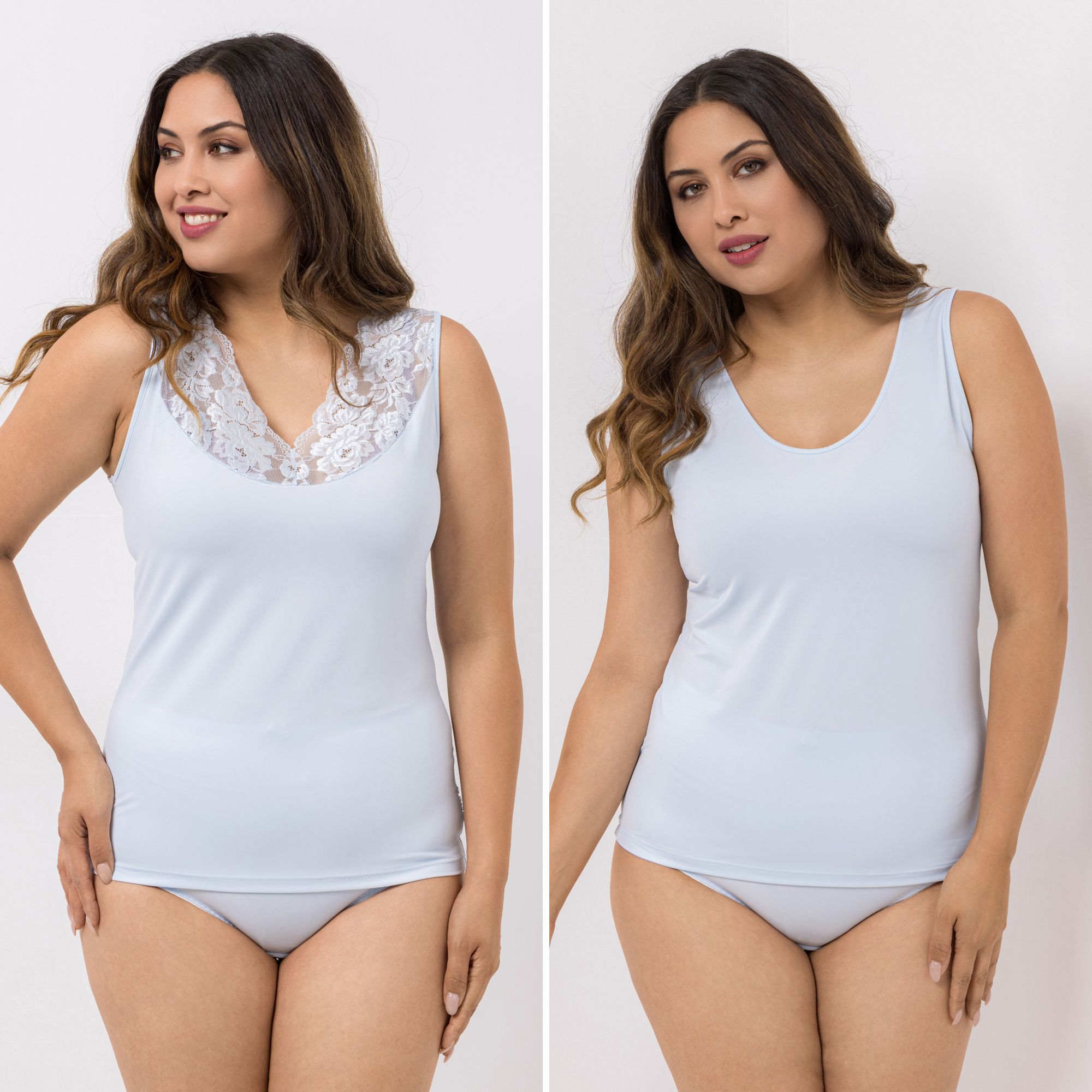 LITTLE ROSE 2 Tops Mikrofasermischung 1x Basic 1x Spitzendetail