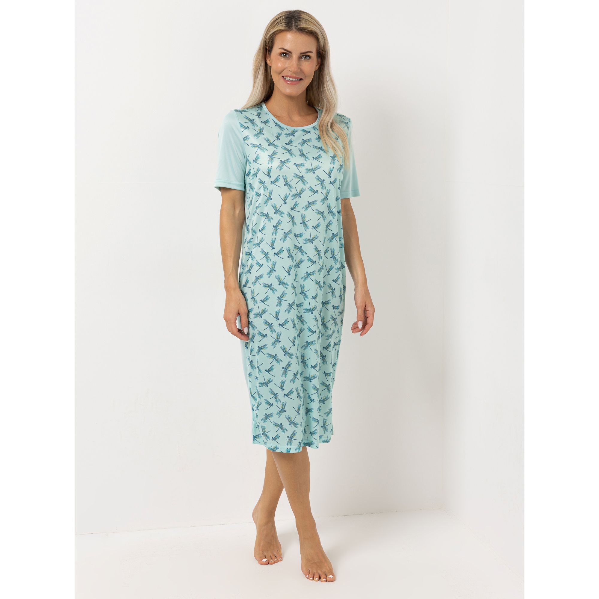 LITTLE ROSE Nachthemd, 1/2-Arm Mikrofaser Rundhalsausschnitt wadenumspielend