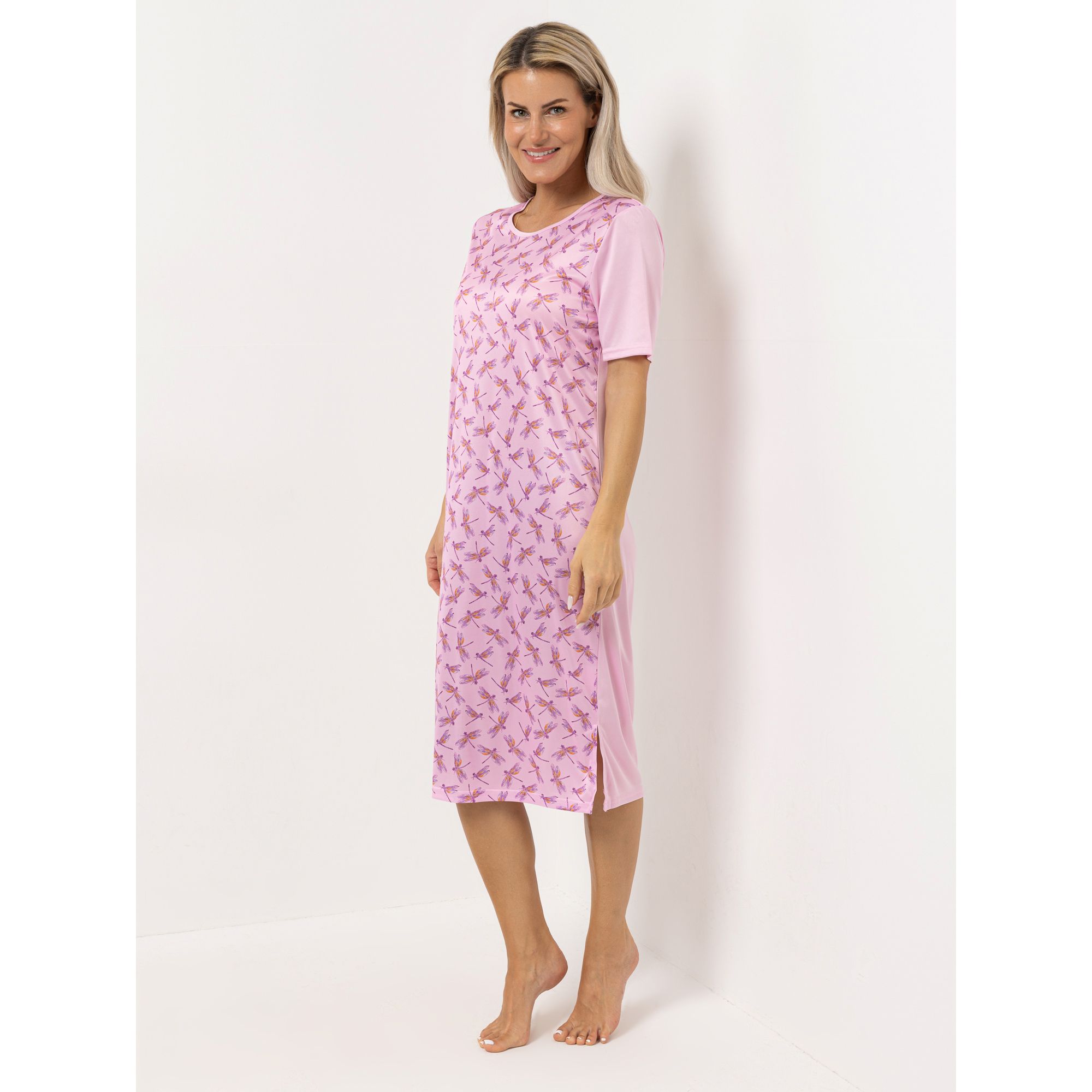 LITTLE ROSE Nachthemd, 1/2-Arm Mikrofaser Rundhalsausschnitt wadenumspielend