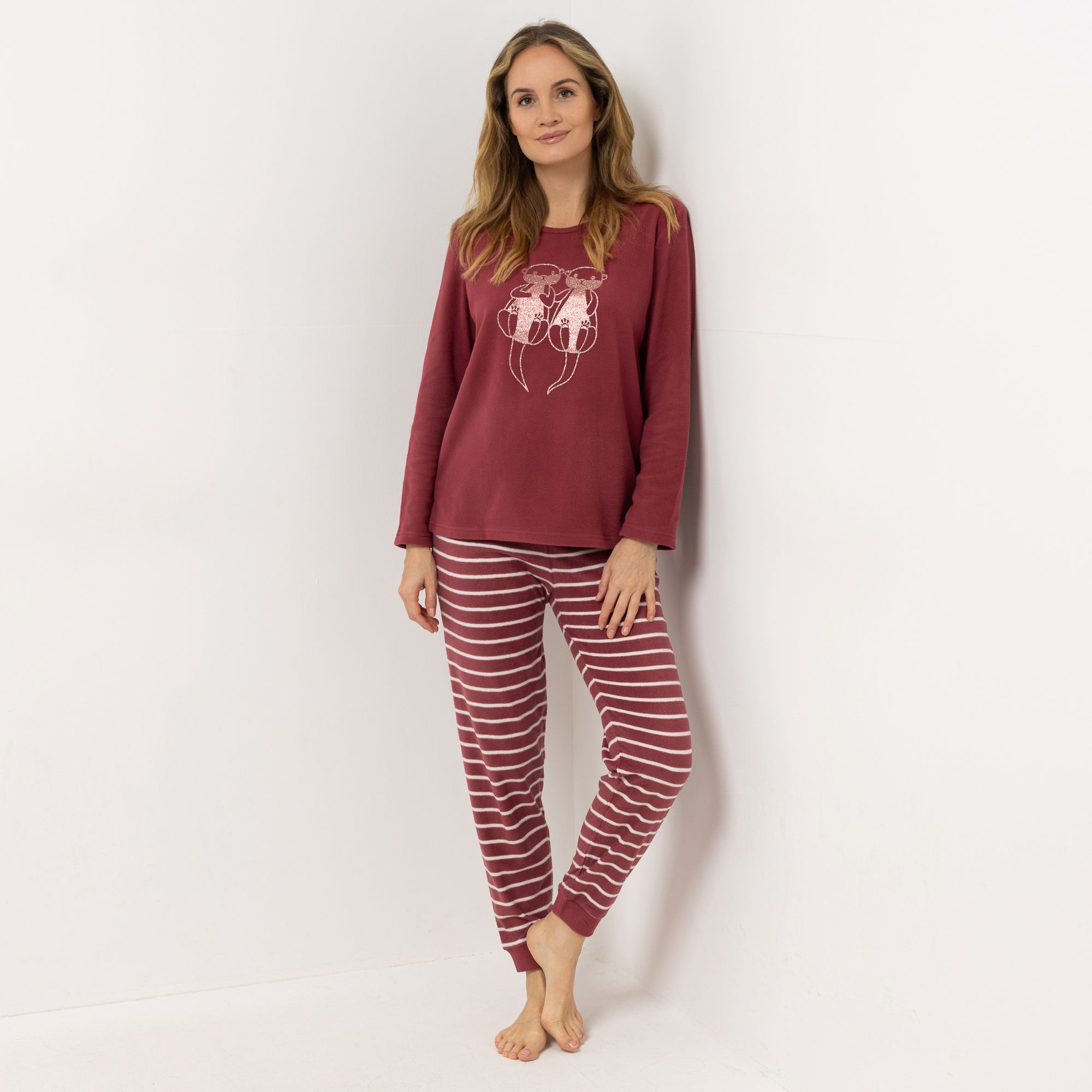 POLARSTERN Pyjama-Set Mikrofaser Fleece Shirt, 1/1-Arm Hose, 1/1-Länge