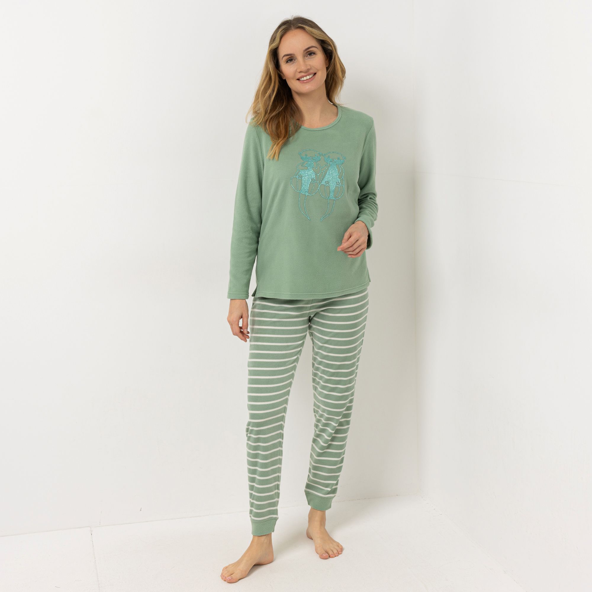 POLARSTERN Pyjama-Set Mikrofaser Fleece Shirt, 1/1-Arm Hose, 1/1-Länge