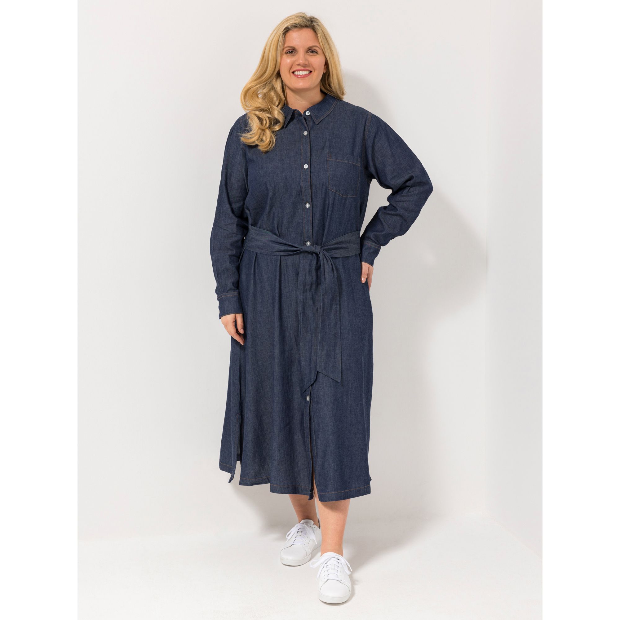 ROCK YOUR CURVES by Angelina K. Jeanskleid, 1/1-Arm Hemdkragen figurumspielend