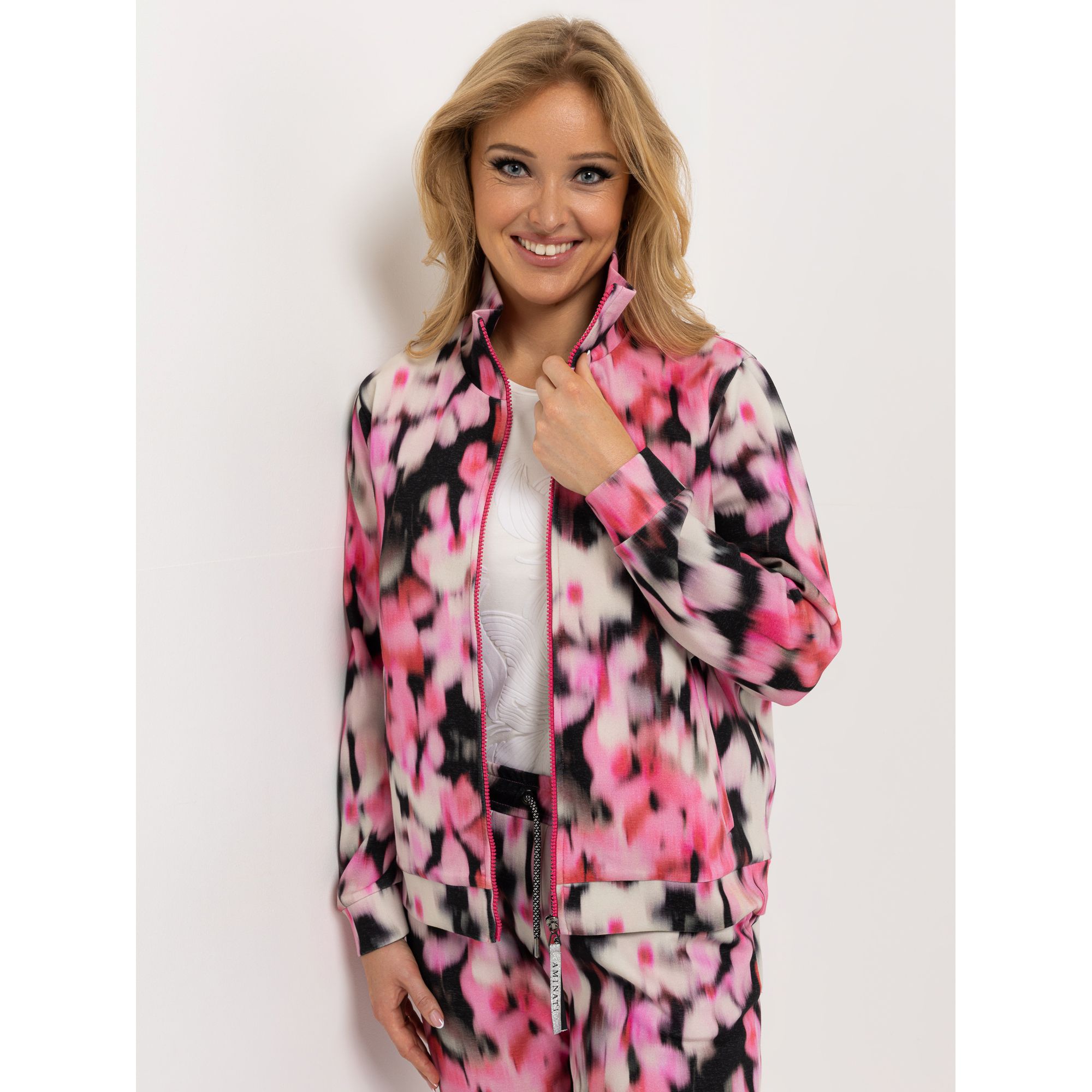 AMINATI® Sweatjacke, 1/1-Arm Stehkragen Eingrifftaschen leger weit