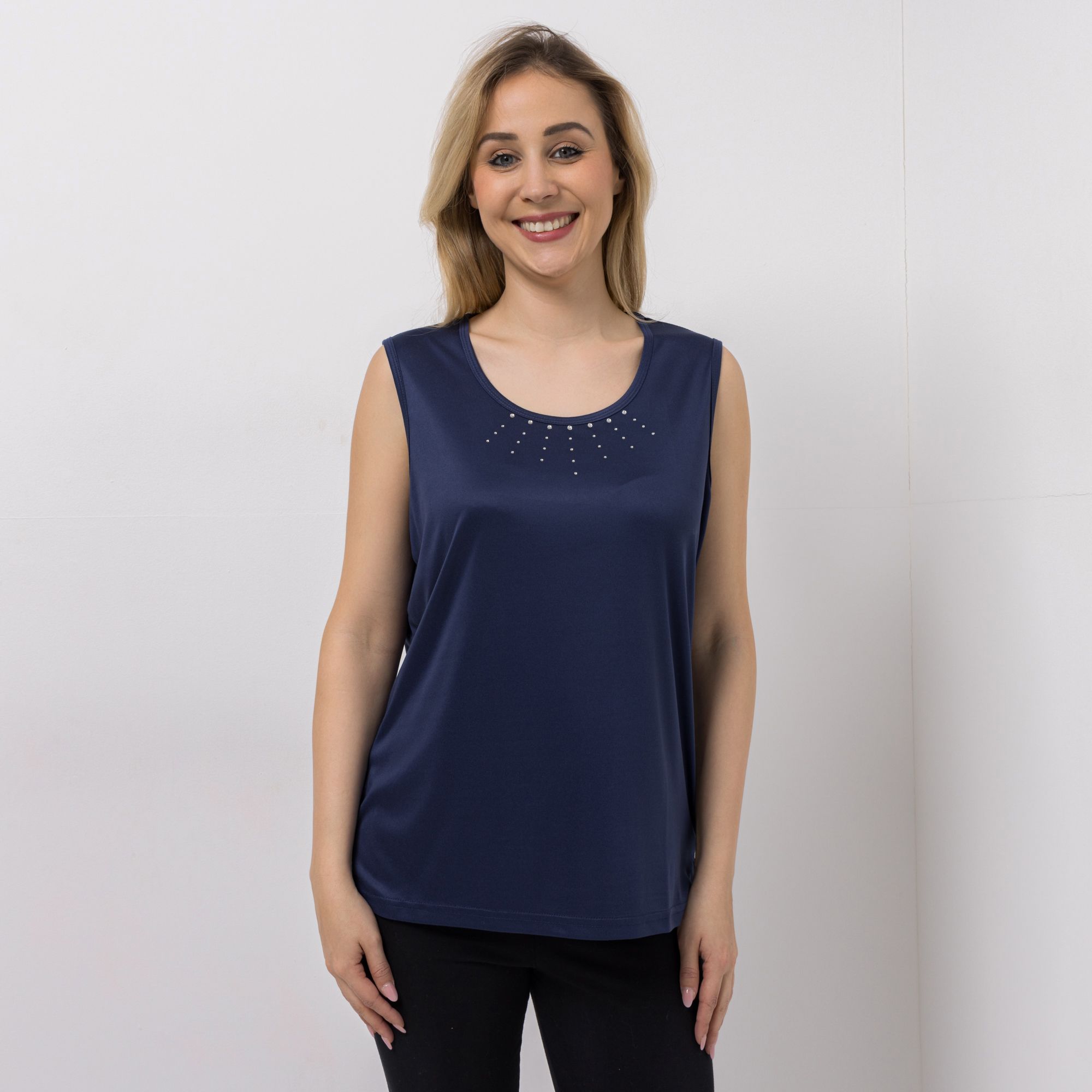 JERYMOOD HOMEWEAR Top, ohne Arm Mikrofaser Rundhalsausschnitt Seitennahtschlitze