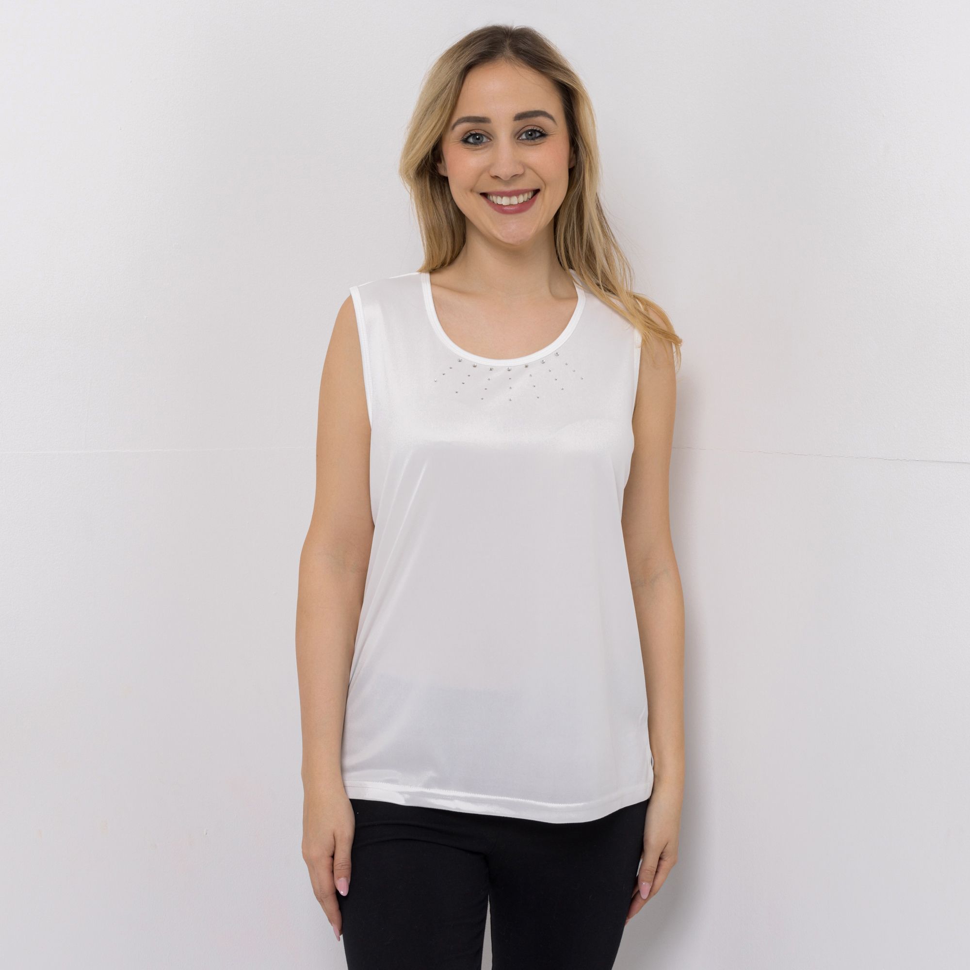 JERYMOOD HOMEWEAR Top, ohne Arm Mikrofaser Rundhalsausschnitt Seitennahtschlitze