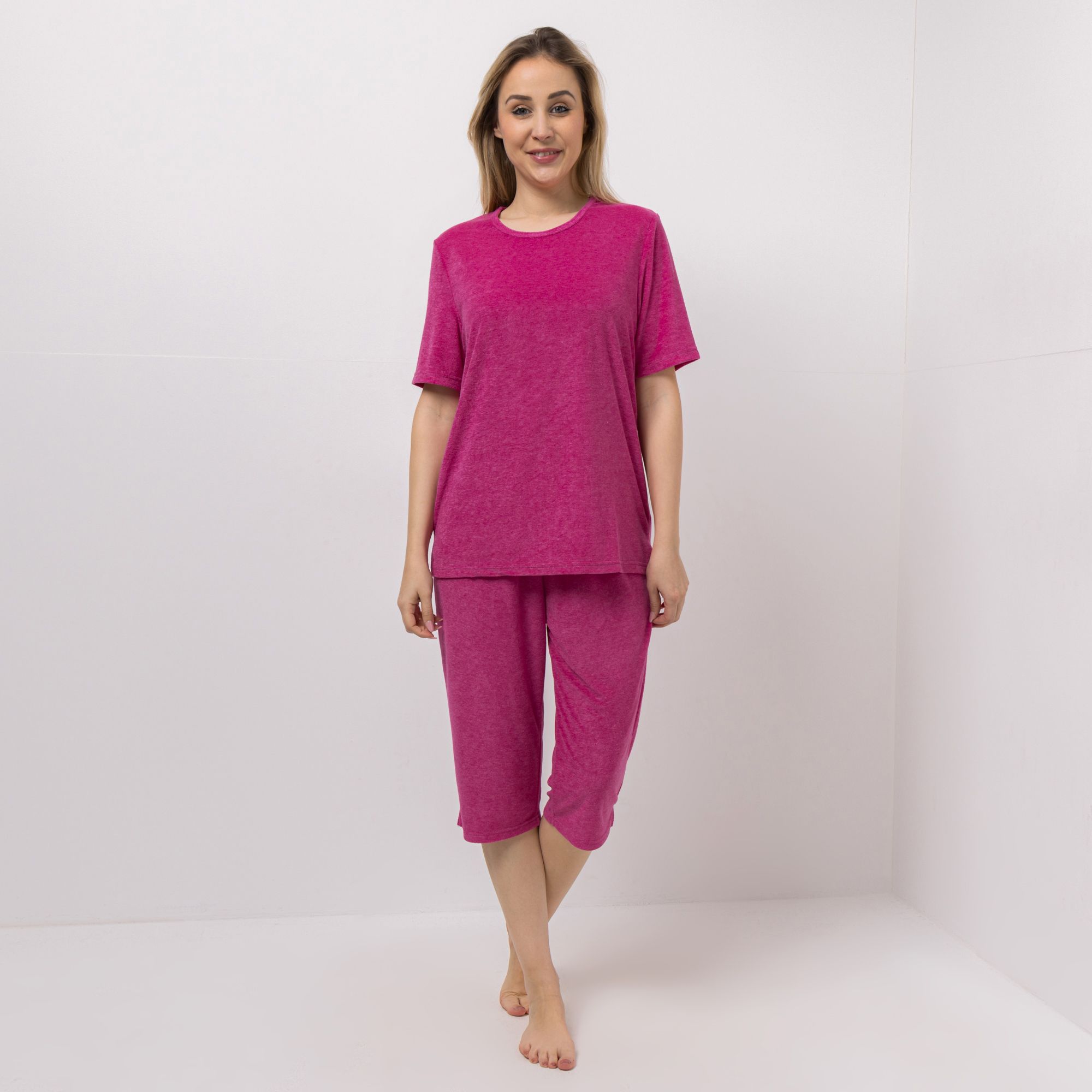 LITTLE ROSE Shirt und Hose Frottee-Qualität Shirt, 1/2-Arm Caprihose