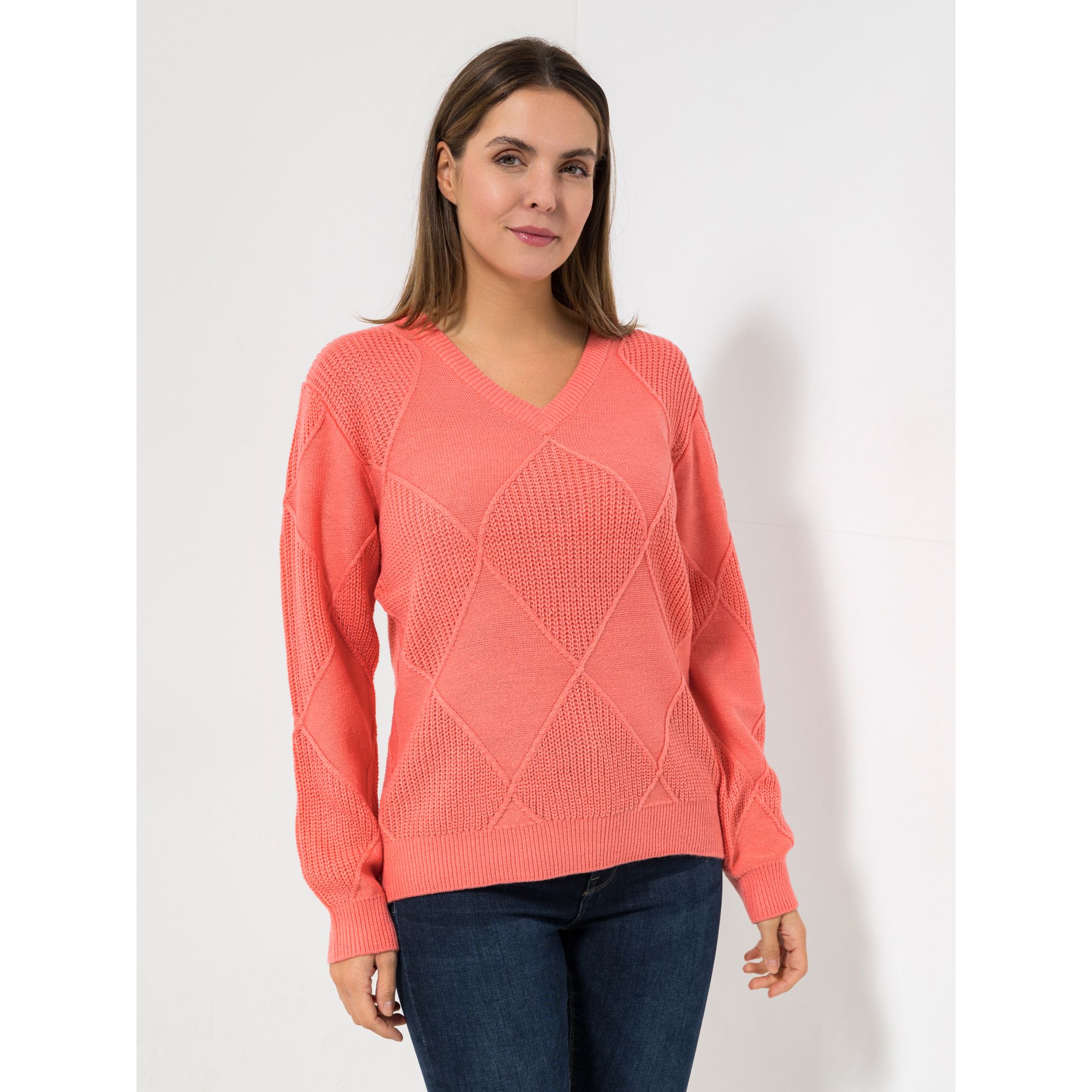 CASHMASOFT Pullover, 1/1-Arm Cashmeregriff V-Ausschnitt Strukturdetails