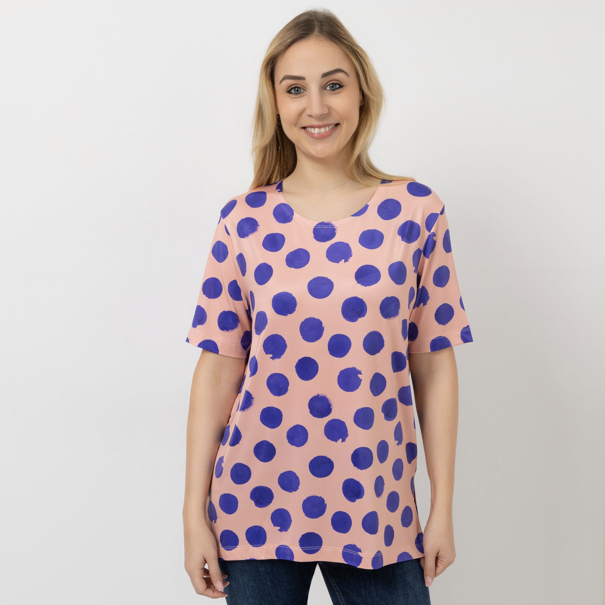 IN-PRINT Shirt, 1/2-Arm Rundhalsausschnitt Seitenschlitze