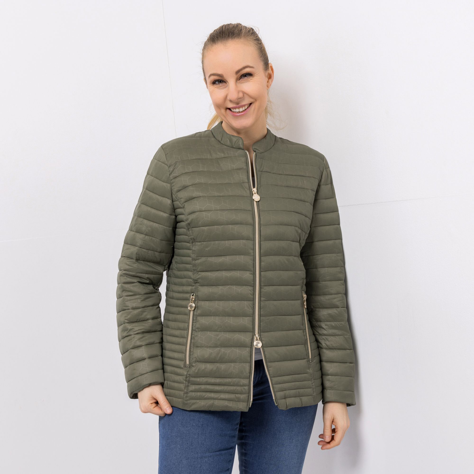 CENTIGRADE Steppjacke Stehkragen Reißverschlusstaschen 2-Wege-Reißverschluss