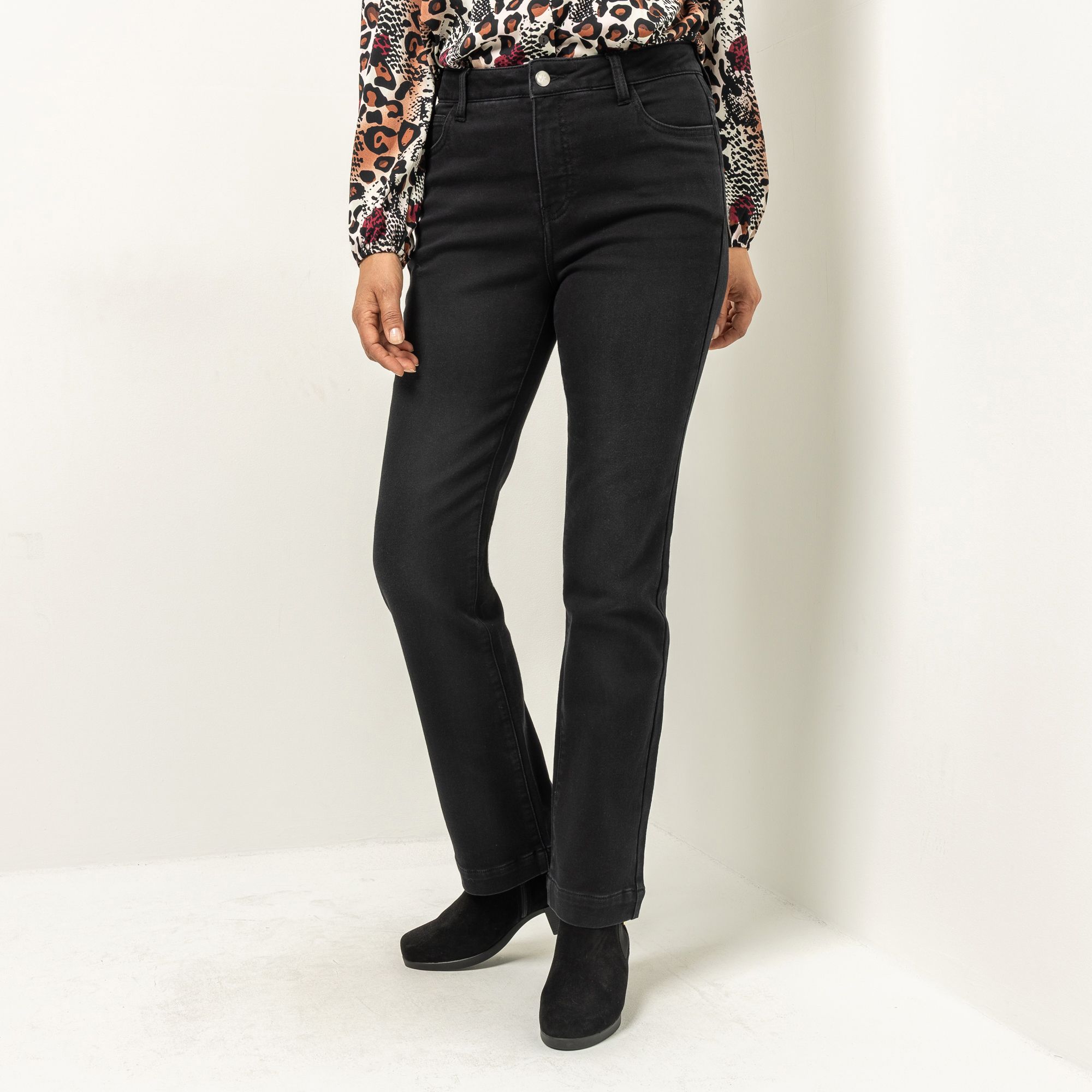 VIA MILANO Thermo-Jeans 5-Pocket-Style lange Form ausgestelltes Bein