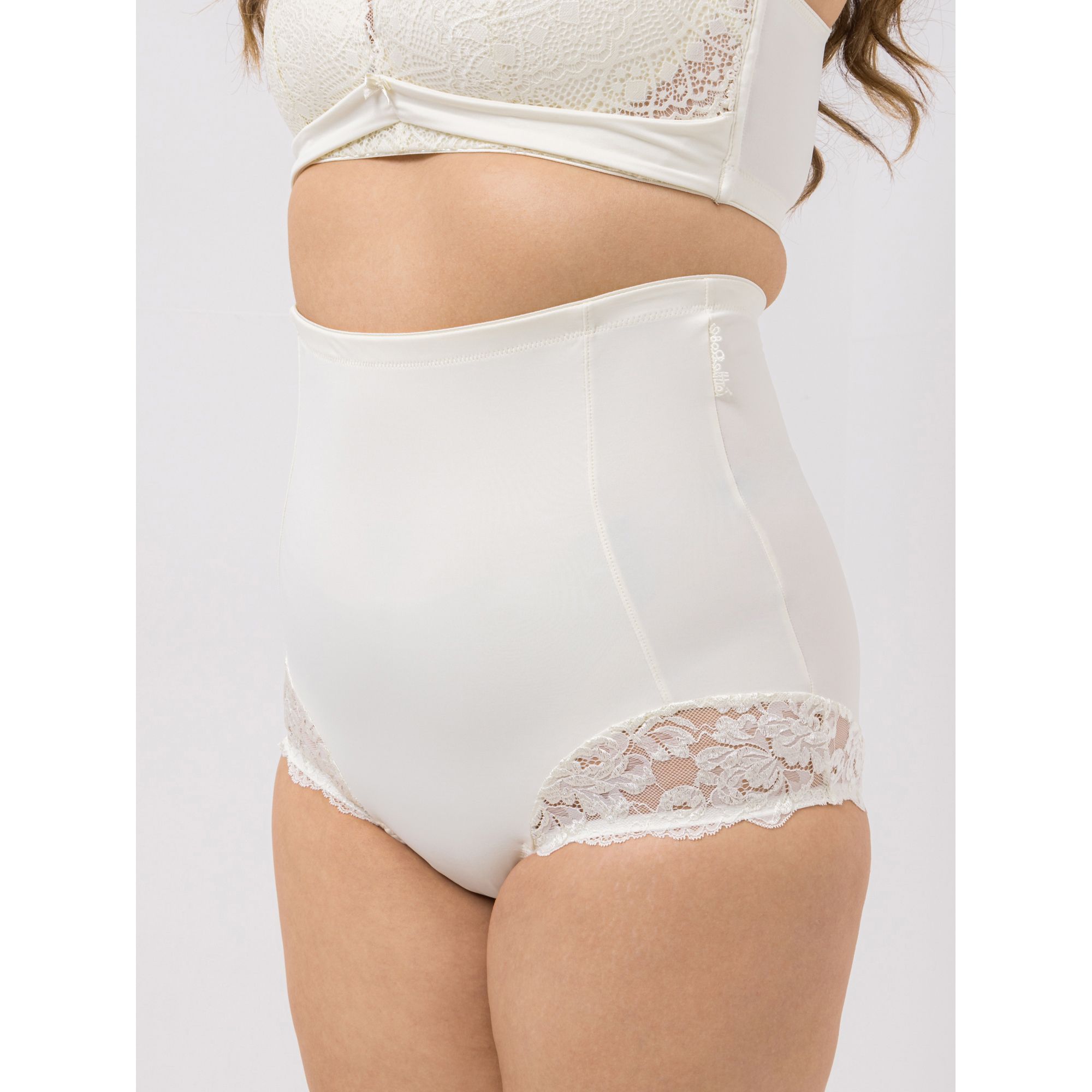 LITTLE ROSE Highwaist Slip Mikrofasermischung Spitzeneinsatz uni
