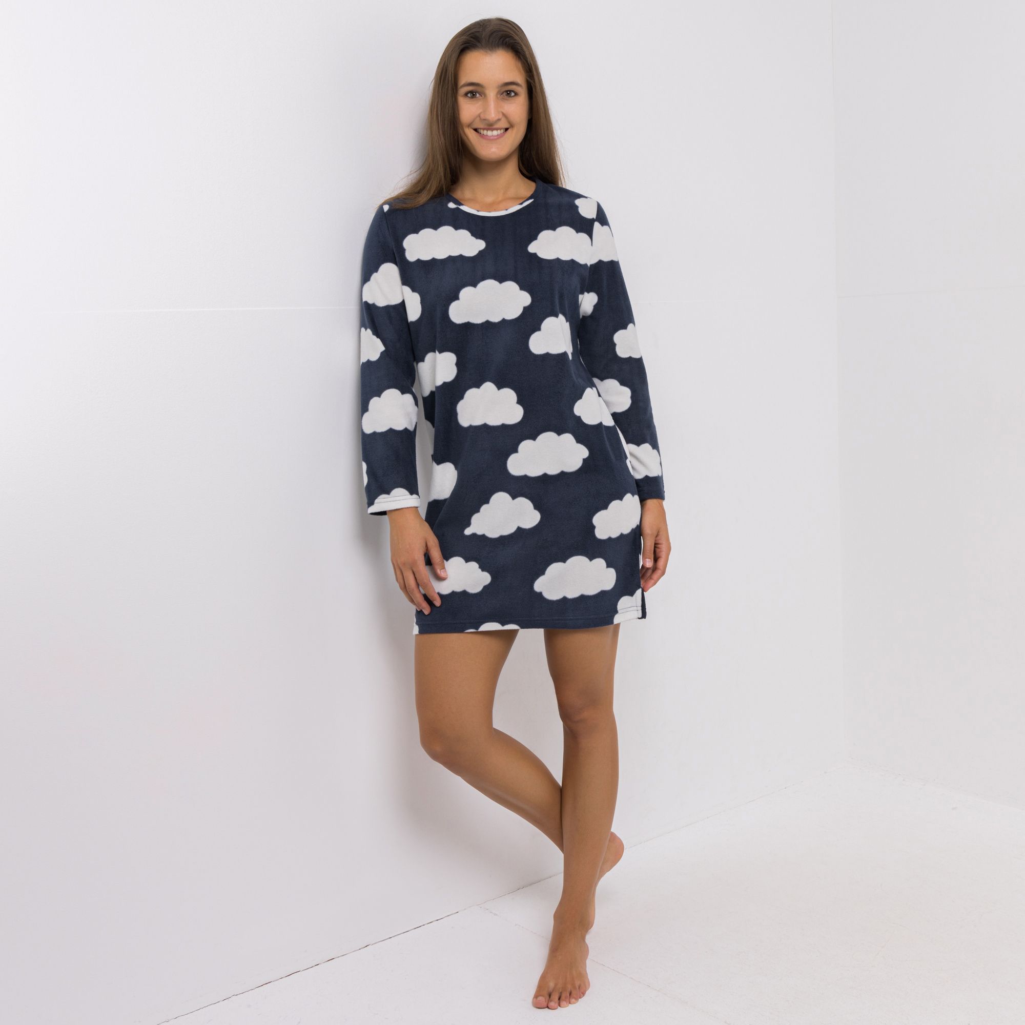 POLARSTERN Big Shirt Mikrofaser Fleece bedruckt Rundhalsausschnitt