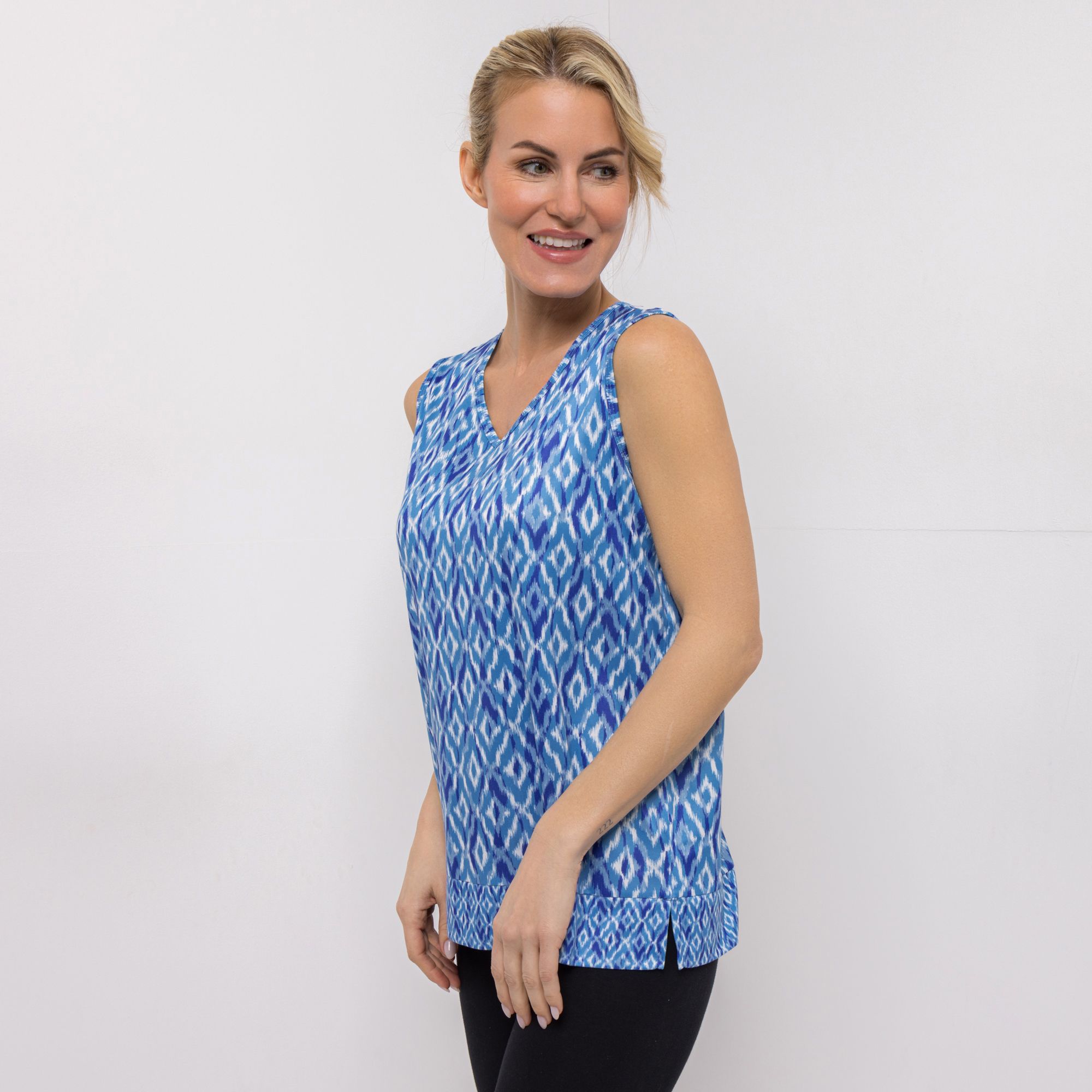 JERYMOOD HOMEWEAR Top, ohne Arm V-Ausschnitt Seitenschlitzen leger weit