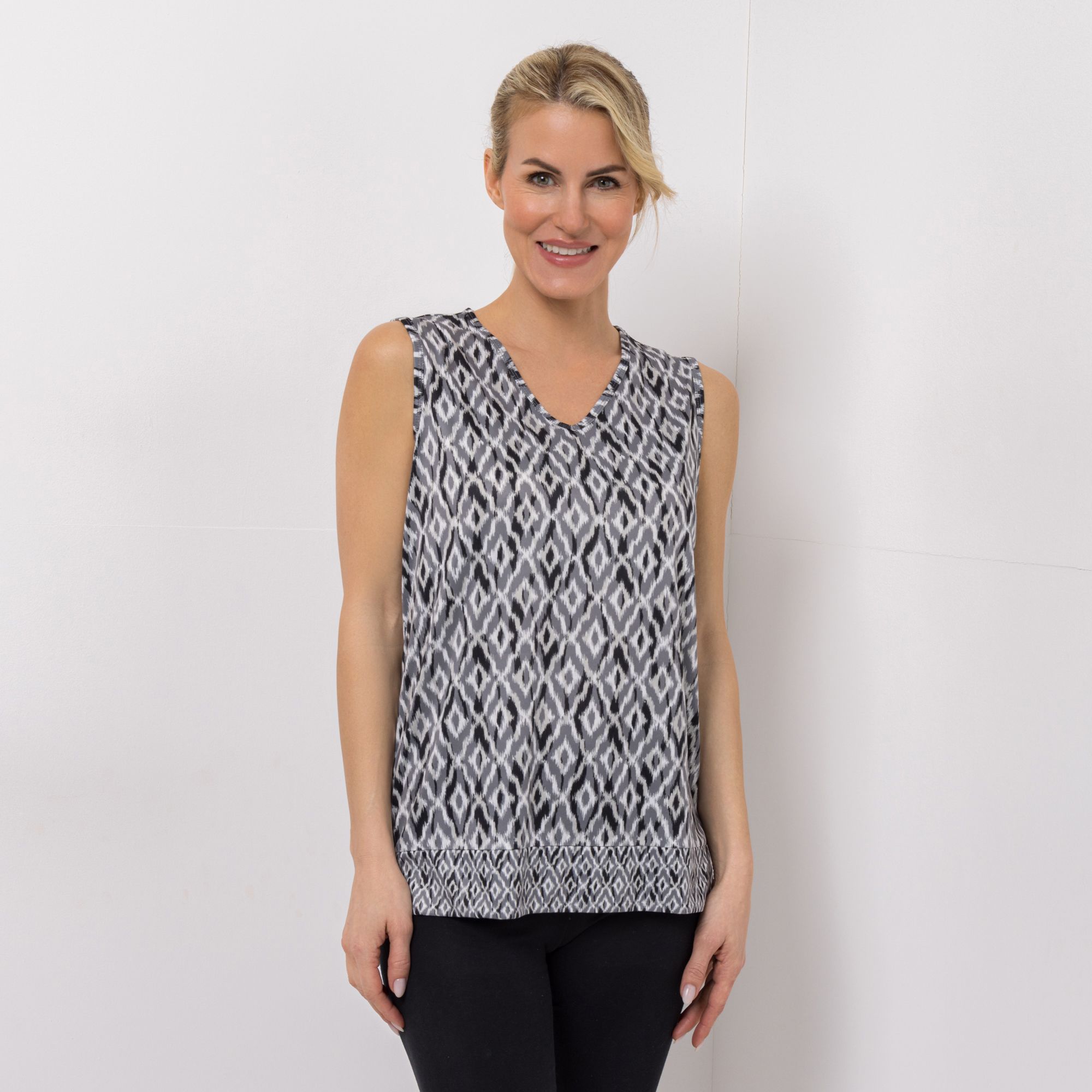 JERYMOOD HOMEWEAR Top, ohne Arm V-Ausschnitt Seitenschlitzen leger weit