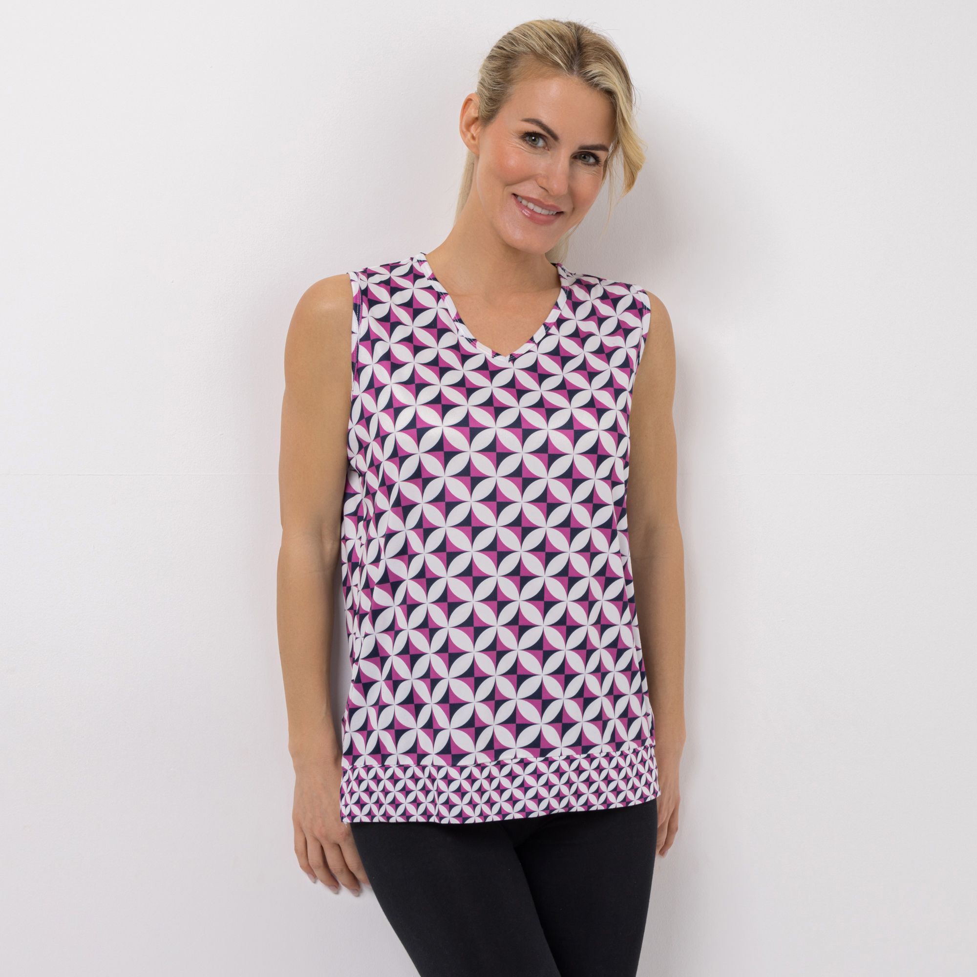 JERYMOOD HOMEWEAR Top, ohne Arm V-Ausschnitt Seitenschlitzen leger weit