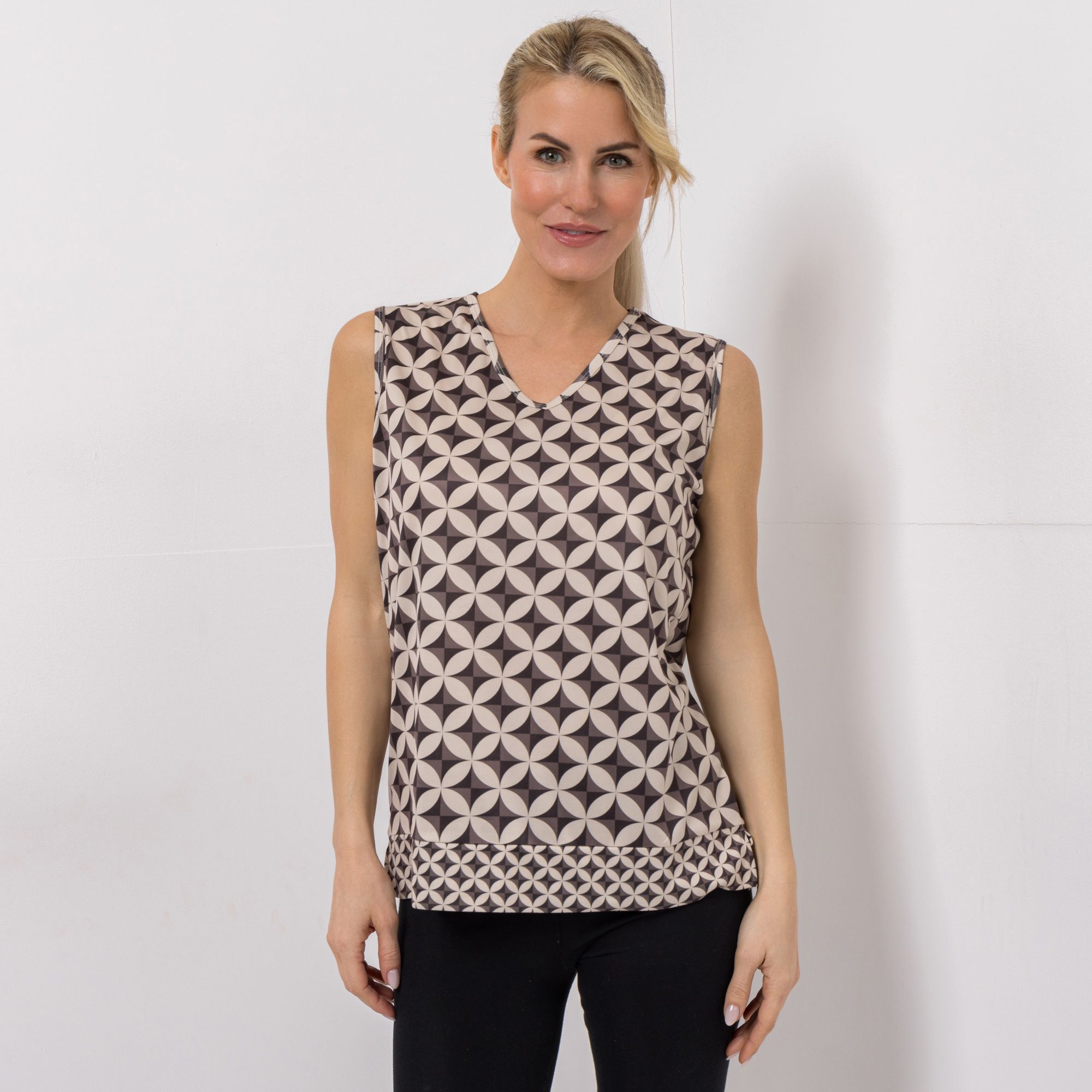 JERYMOOD HOMEWEAR Top, ohne Arm V-Ausschnitt Seitenschlitzen leger weit