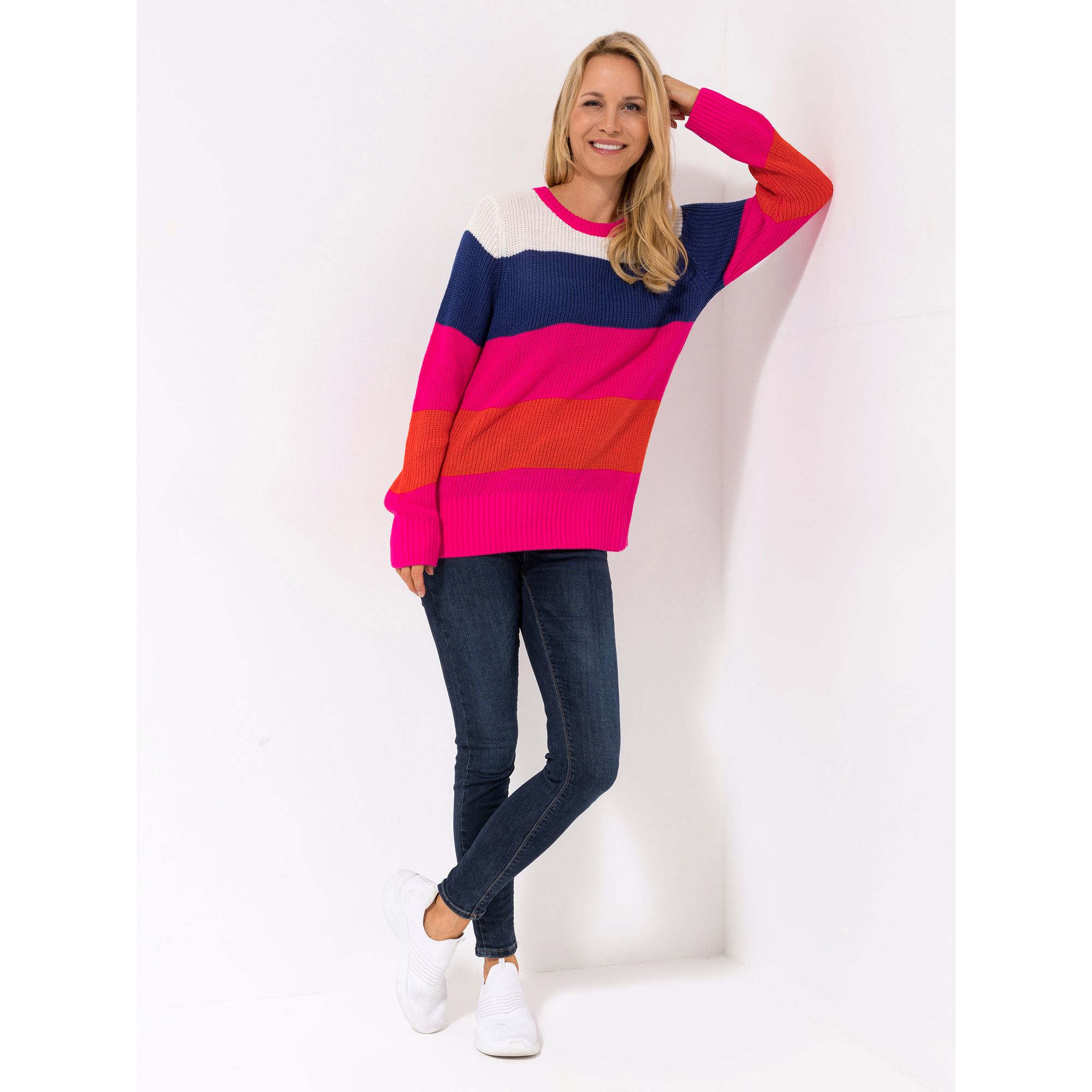 CASHMASOFT Pullover, 1/1-Arm Rundhalsausschnitt Blockstreifen figurumspielend